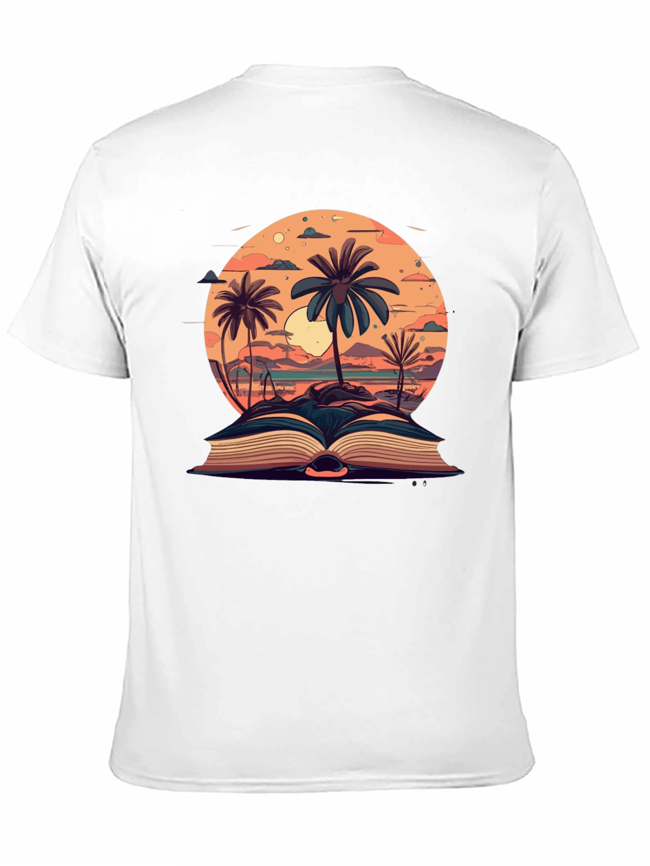 Tropical Beach Book Black T-Shirt