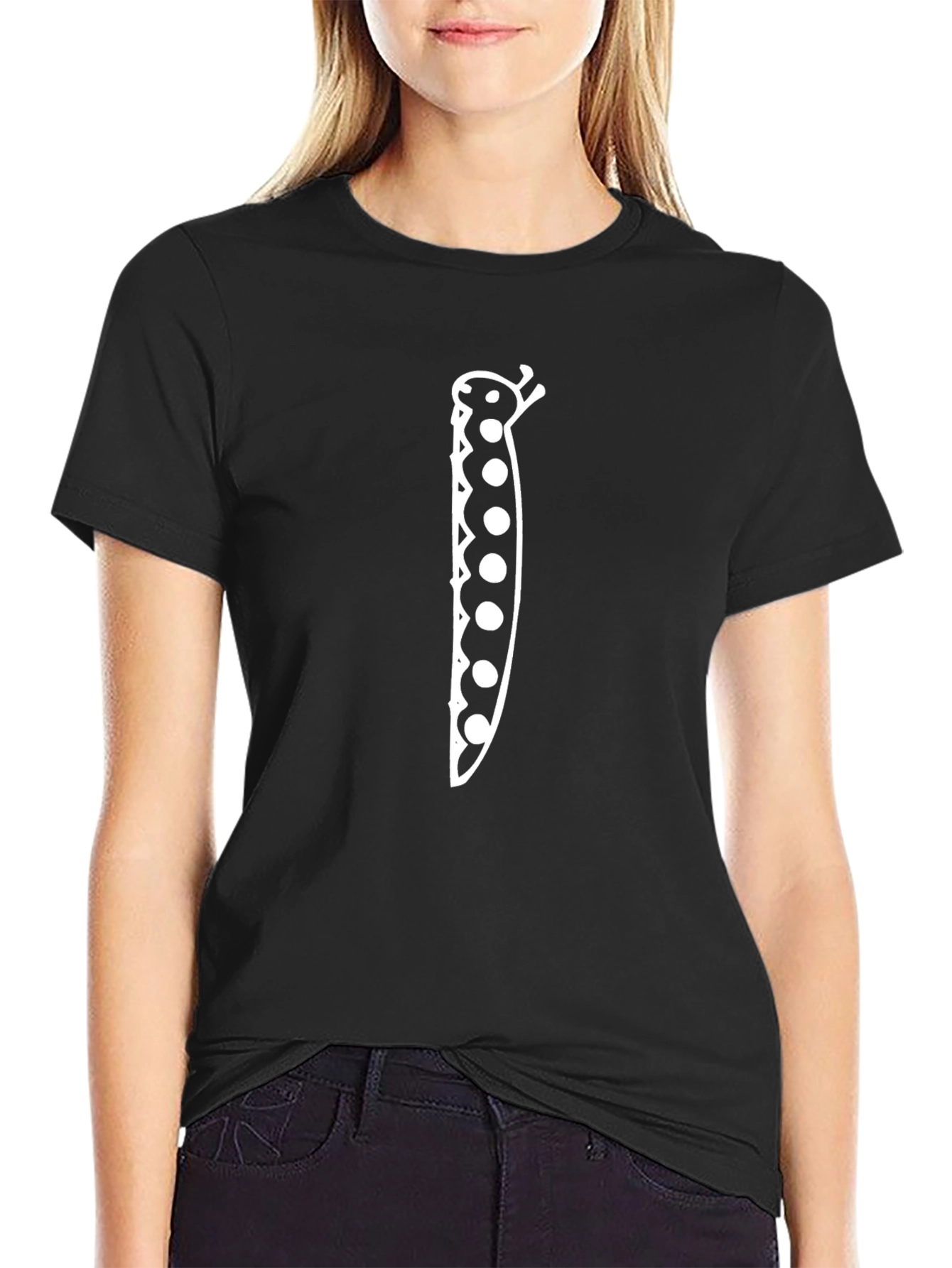 Funny Pea Pod Graphic Tee - Black Cotton T-Shirt
