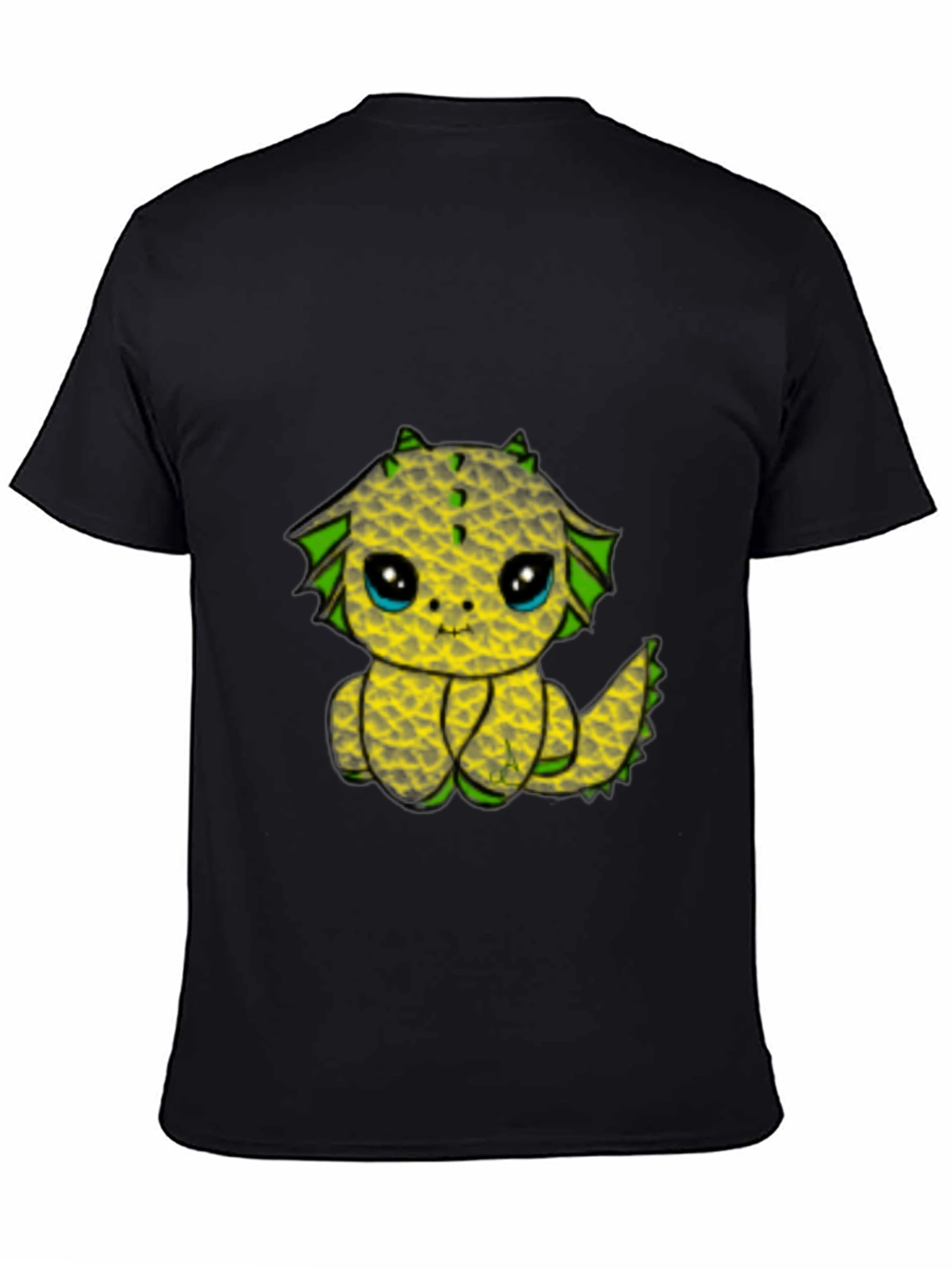 Cute Pineapple Dragon Graphic Tee - Black
