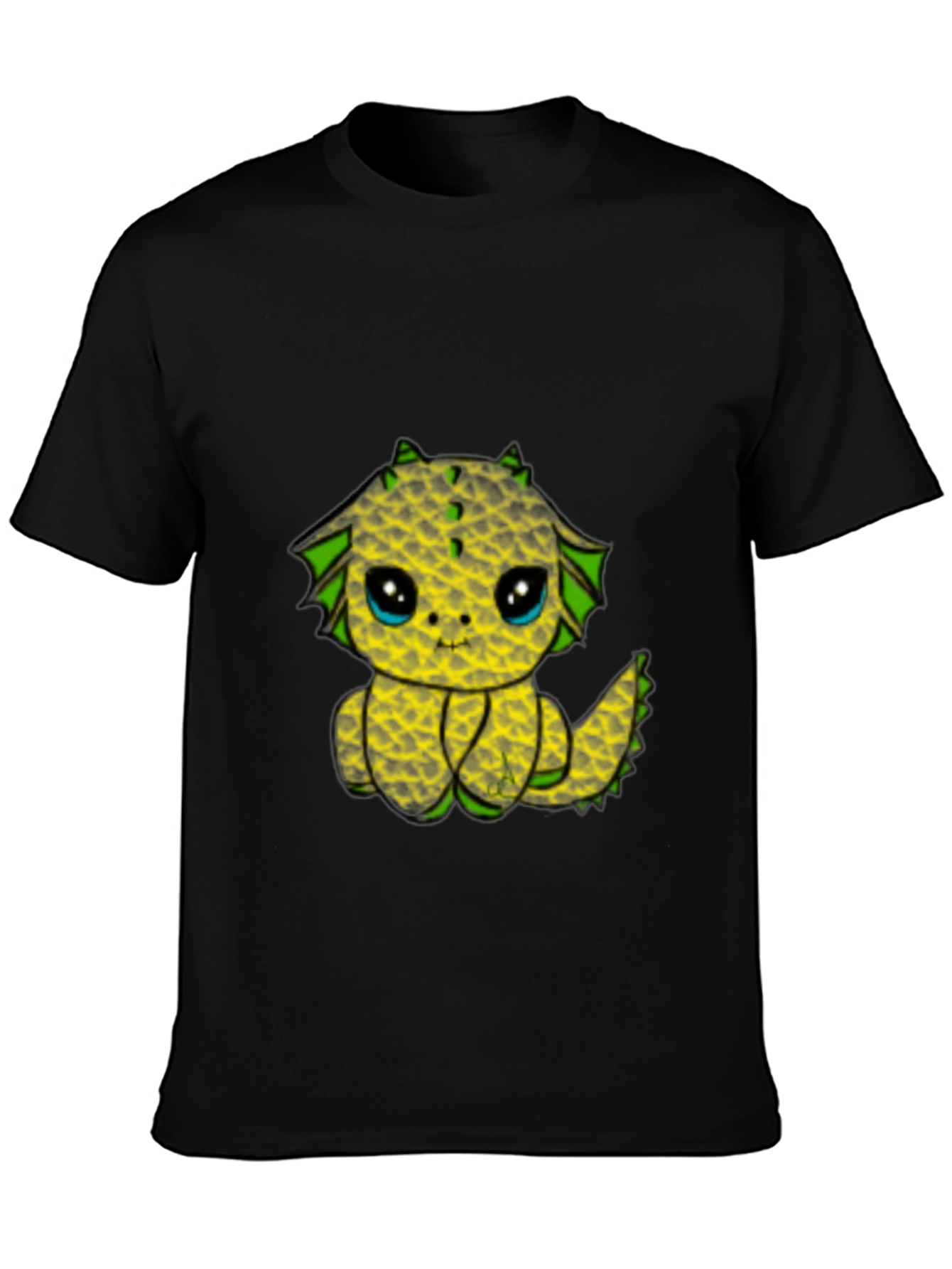 Cute Pineapple Dragon Graphic Tee - Black