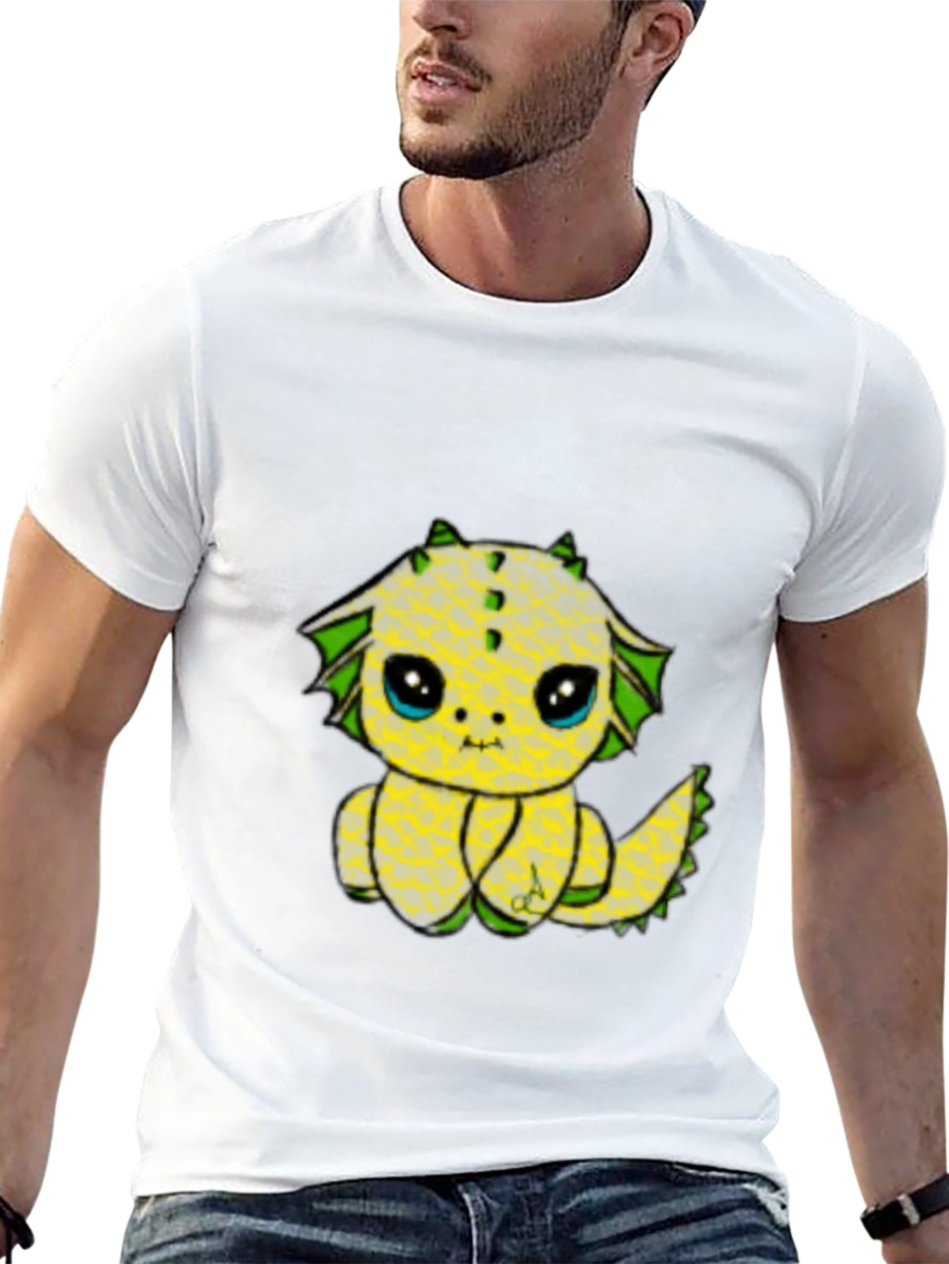 Cute Pineapple Dragon Graphic Tee - Black