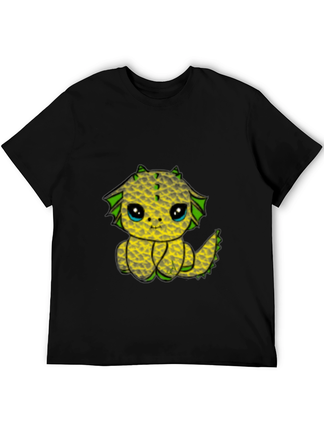 Cute Pineapple Dragon Graphic Tee - Black