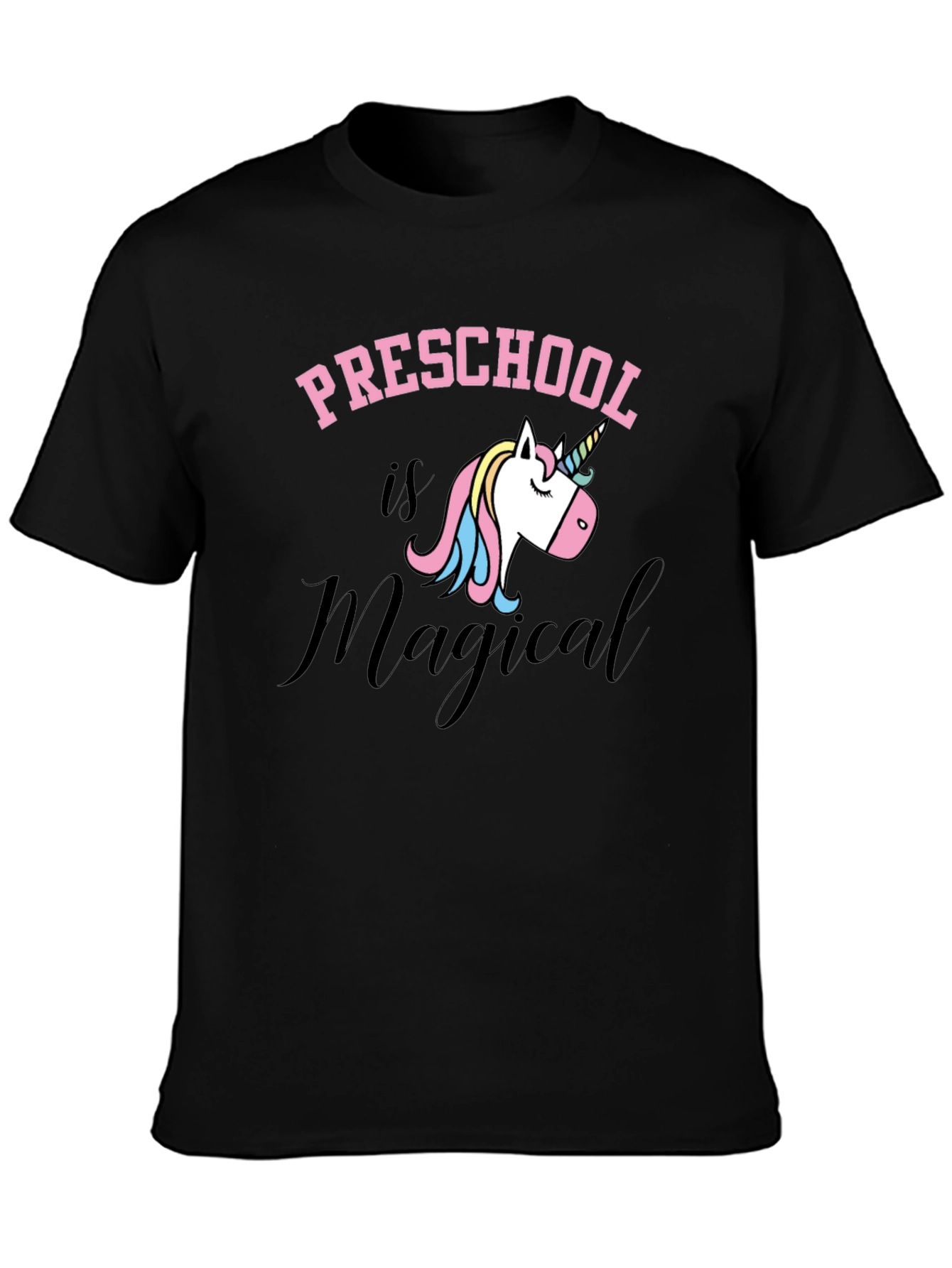 Preschool is Magical Unicorn Black T-Shirt