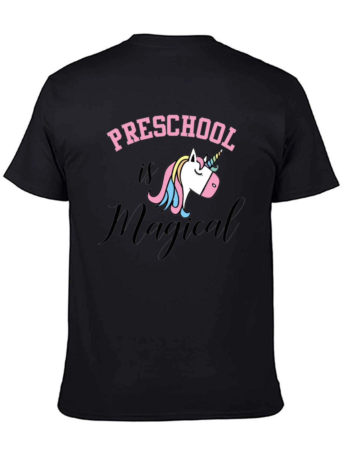 Preschool is Magical Unicorn Black T-Shirt