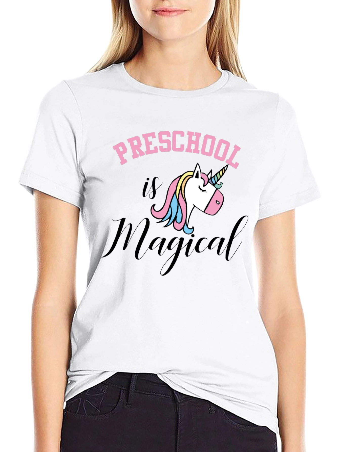 Preschool is Magical Unicorn Black T-Shirt
