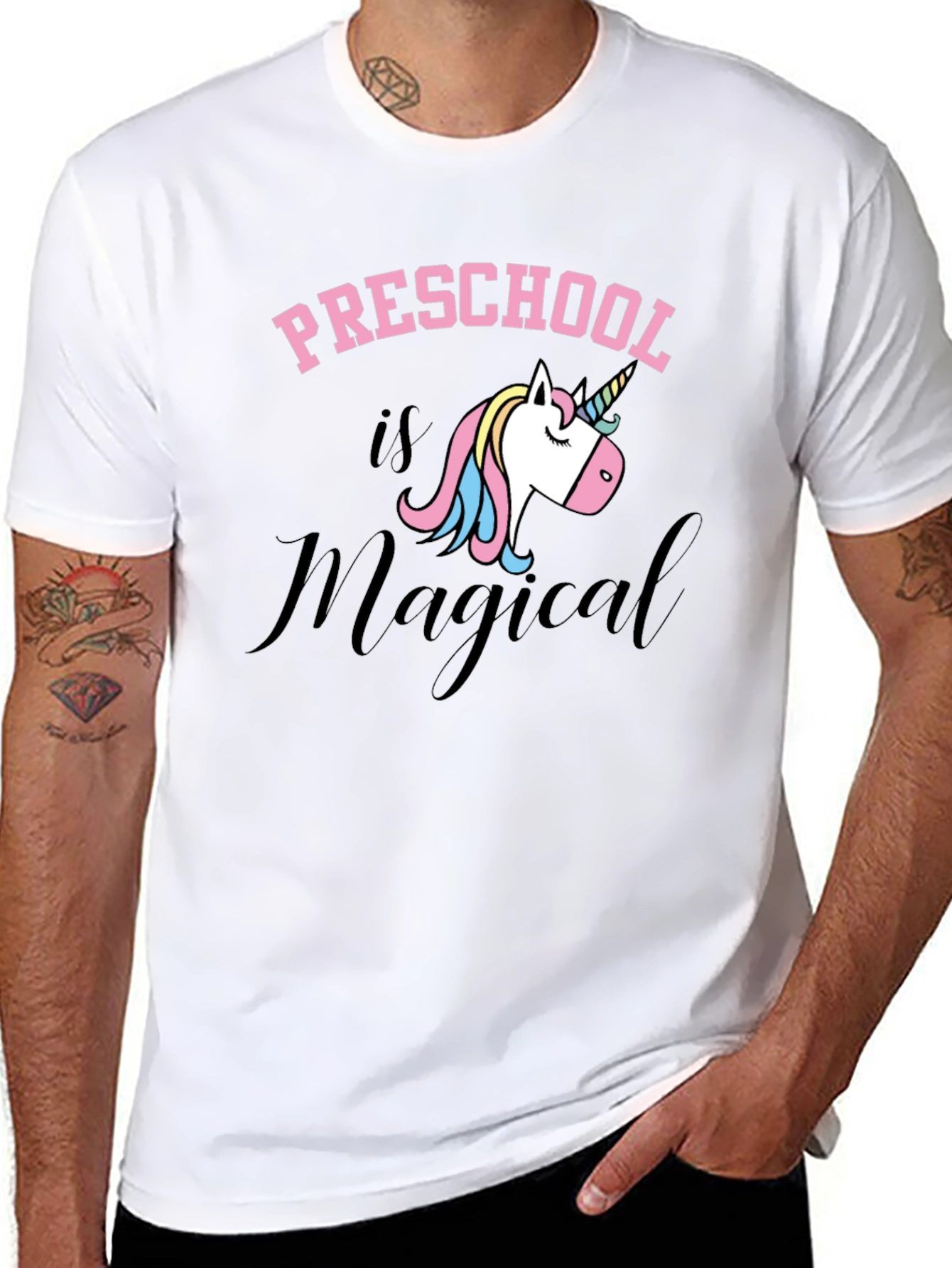 Preschool is Magical Unicorn Black T-Shirt