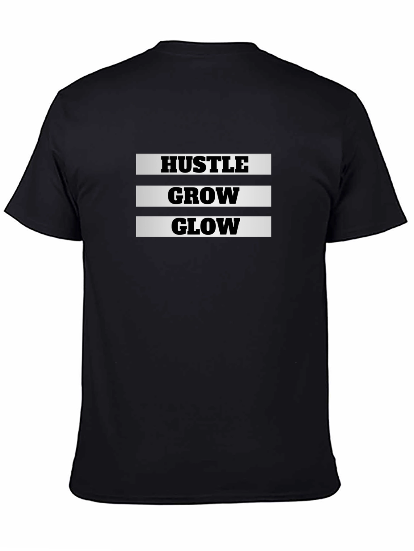 Hustle Grow Glow Black Graphic T-Shirt