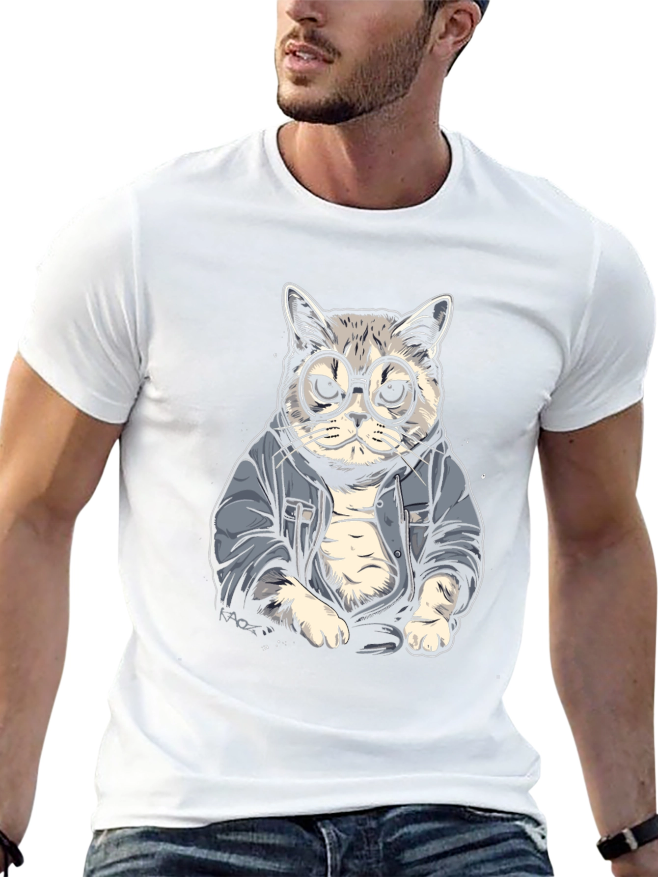 Cool Cat Tee - Hipster Animal Graphic T-Shirt