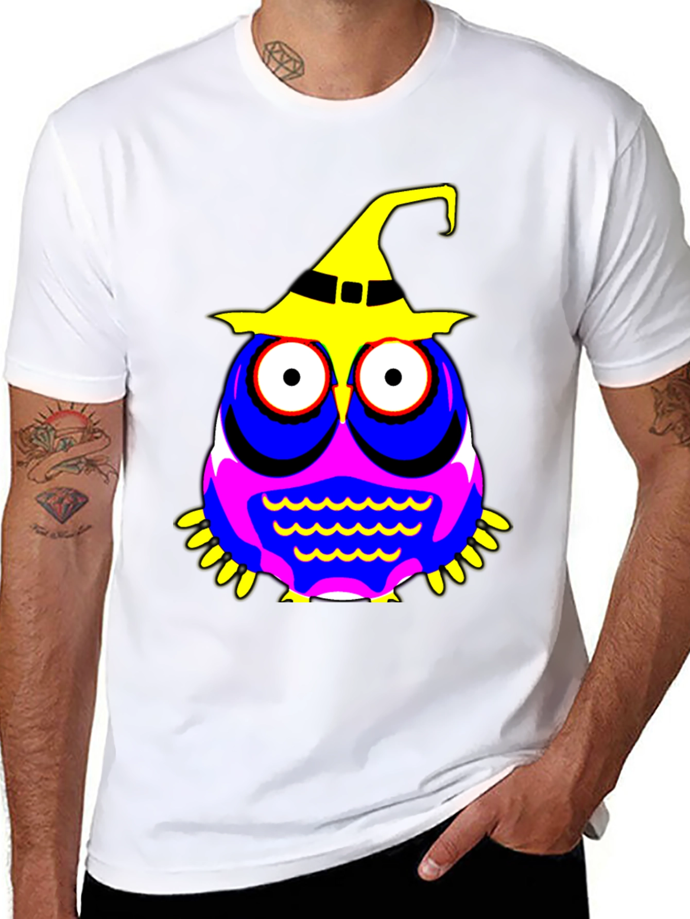 Halloween Owl Witch Hat Graphic Tee