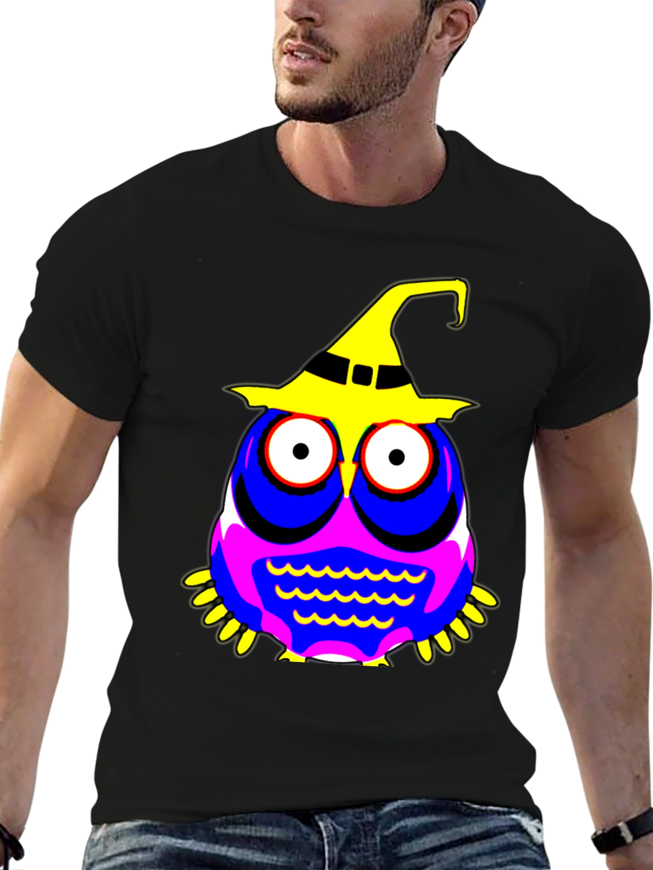 Halloween Owl Witch Hat Graphic Tee