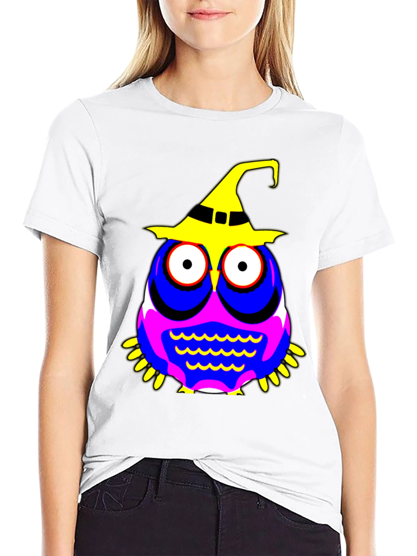Halloween Owl Witch Hat Graphic Tee