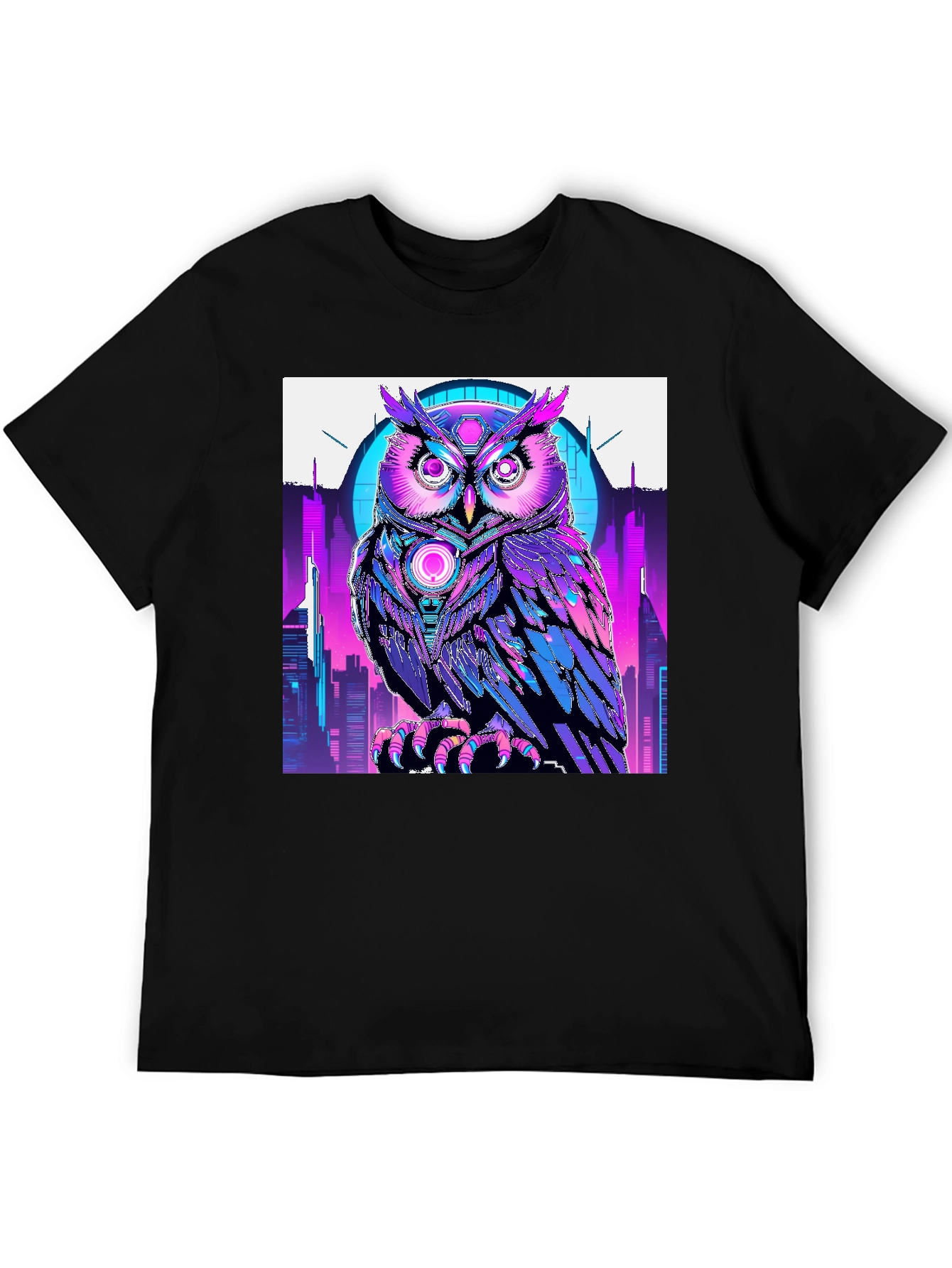 Cyberpunk Owl Graphic T-Shirt