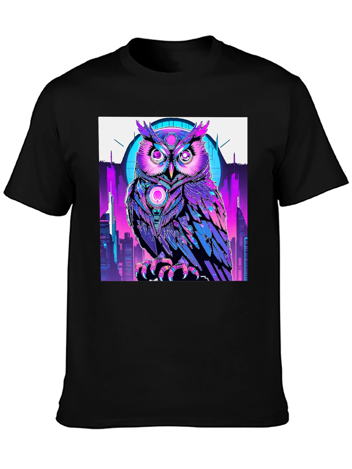 Cyberpunk Owl Graphic T-Shirt