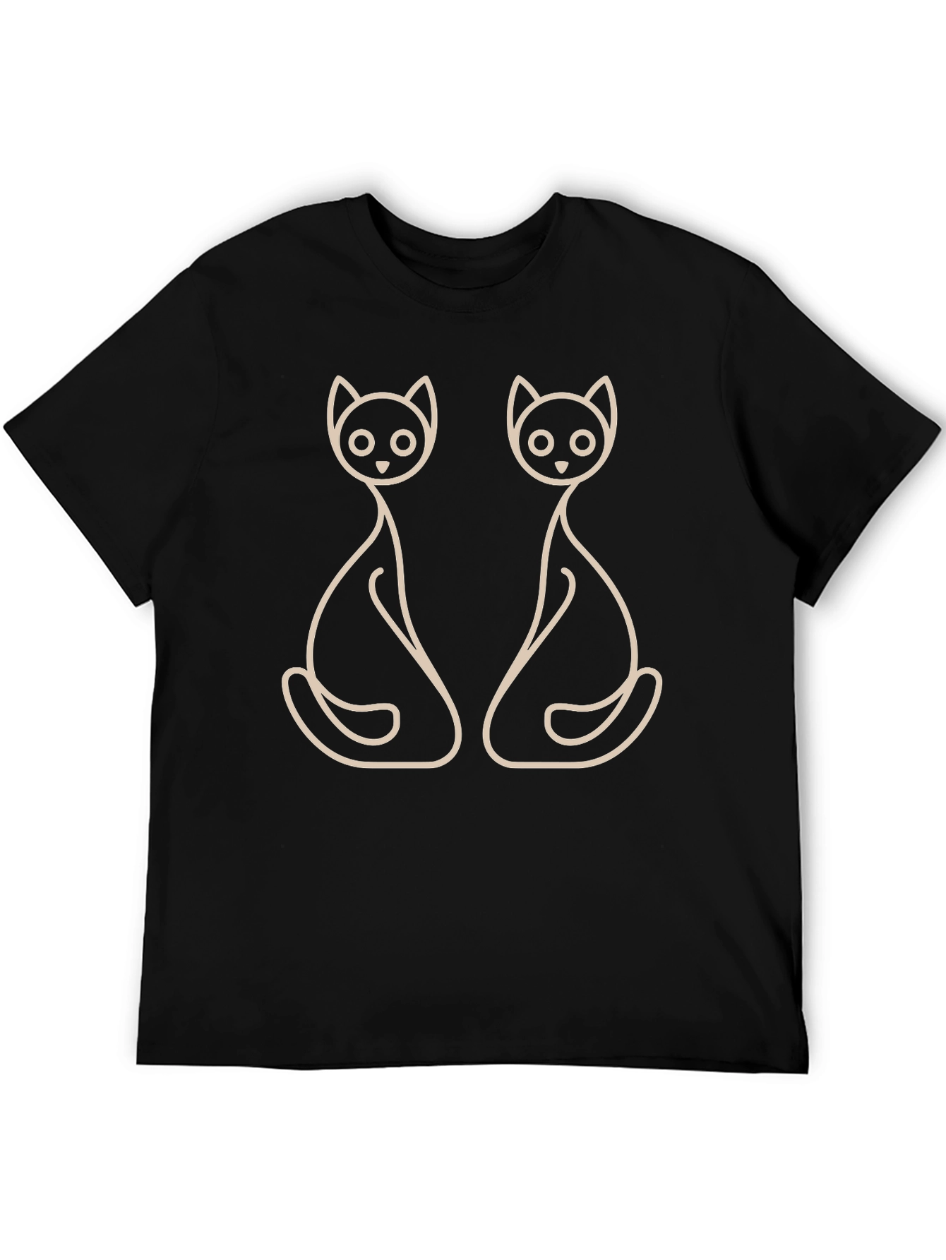 Minimalist Cat Lover T-Shirt - Black