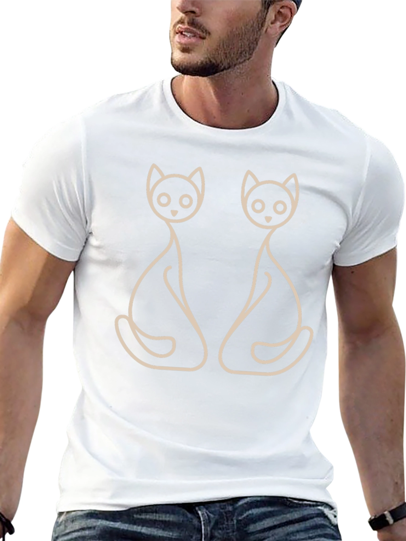 Minimalist Cat Lover T-Shirt - Black