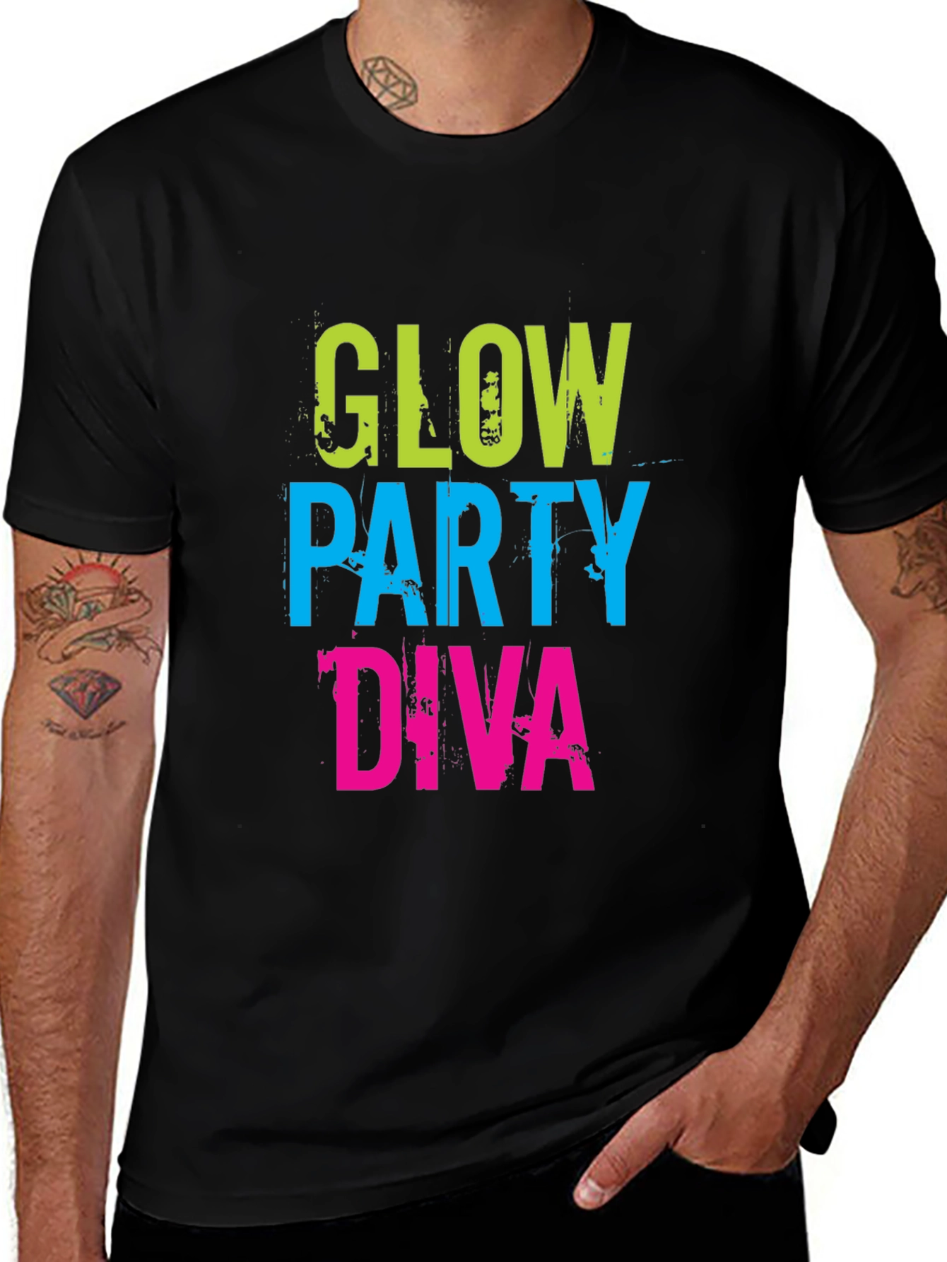 Glow Party Diva Black T-Shirt