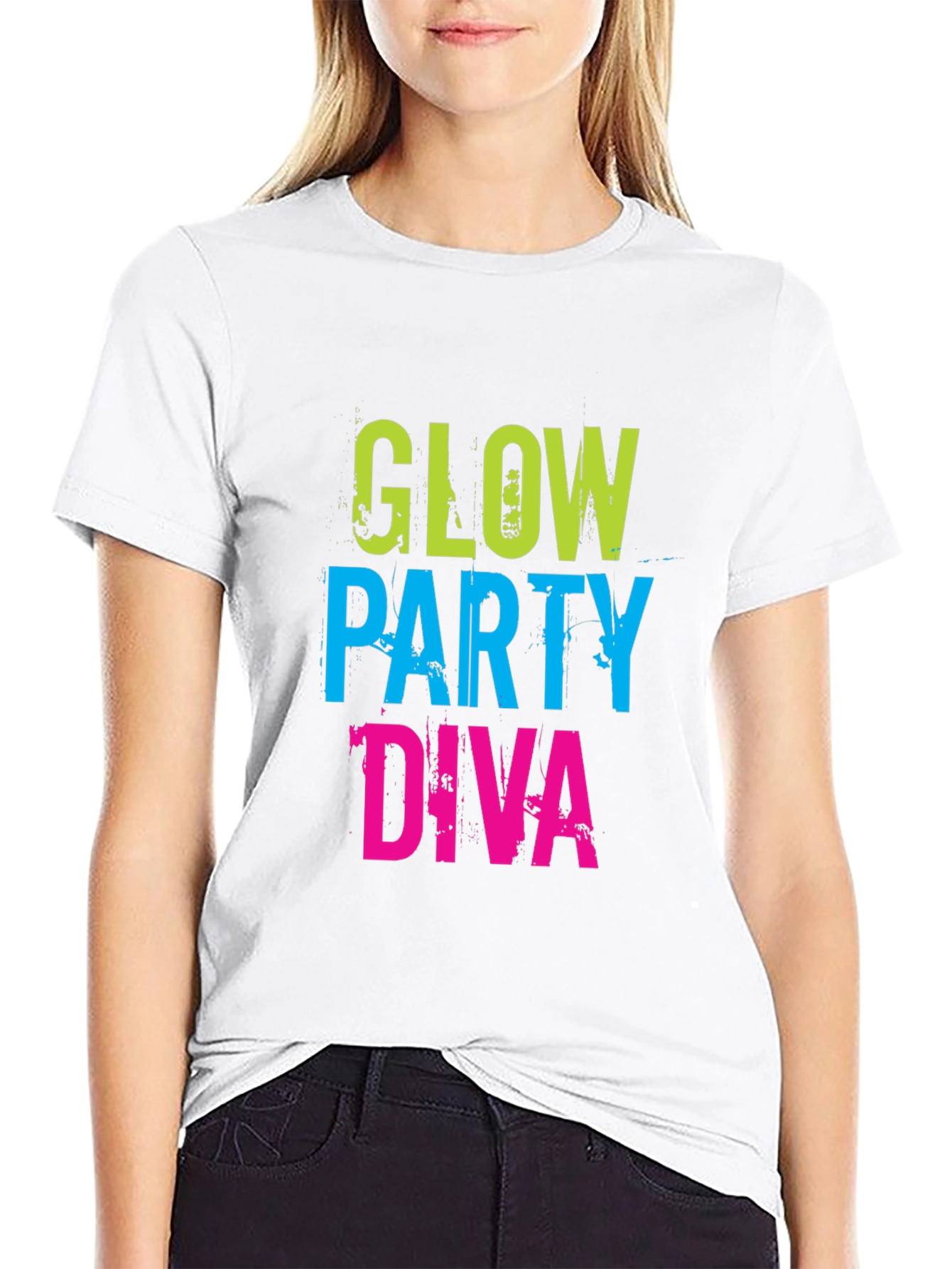 Glow Party Diva Black T-Shirt
