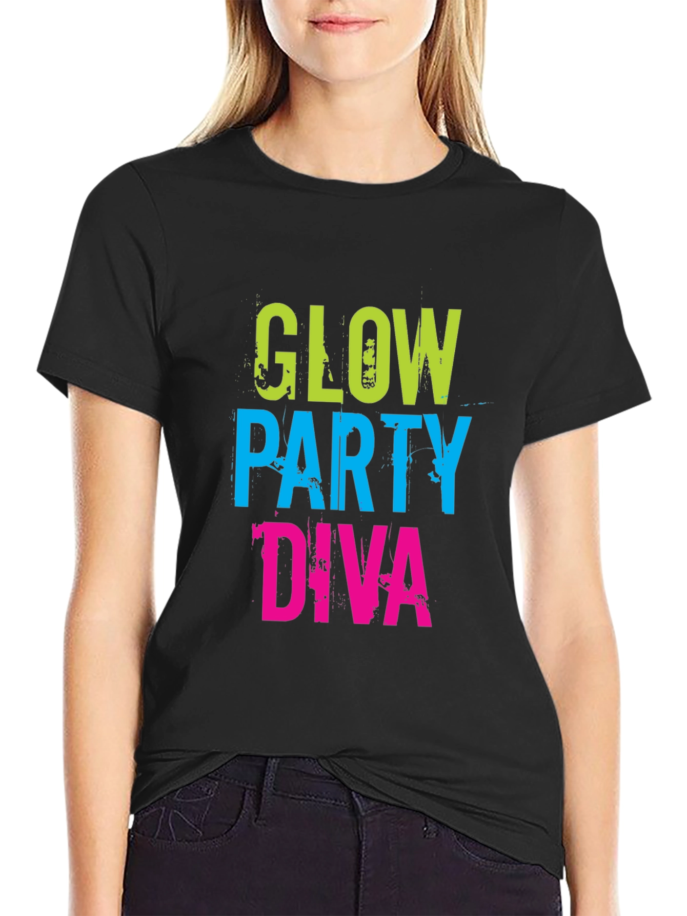 Glow Party Diva Black T-Shirt
