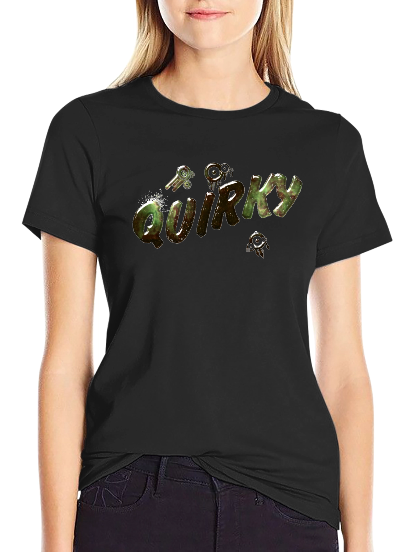 Quirky Graphic Print Black T-Shirt