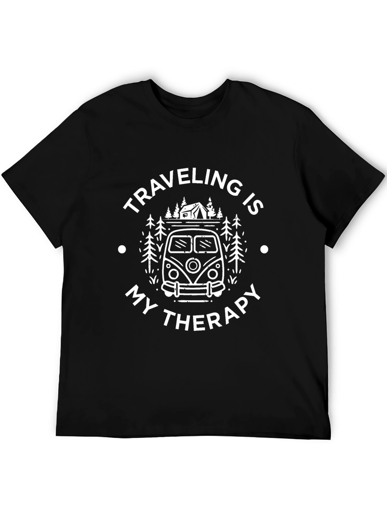 Traveling is My Therapy Black Graphic Tee