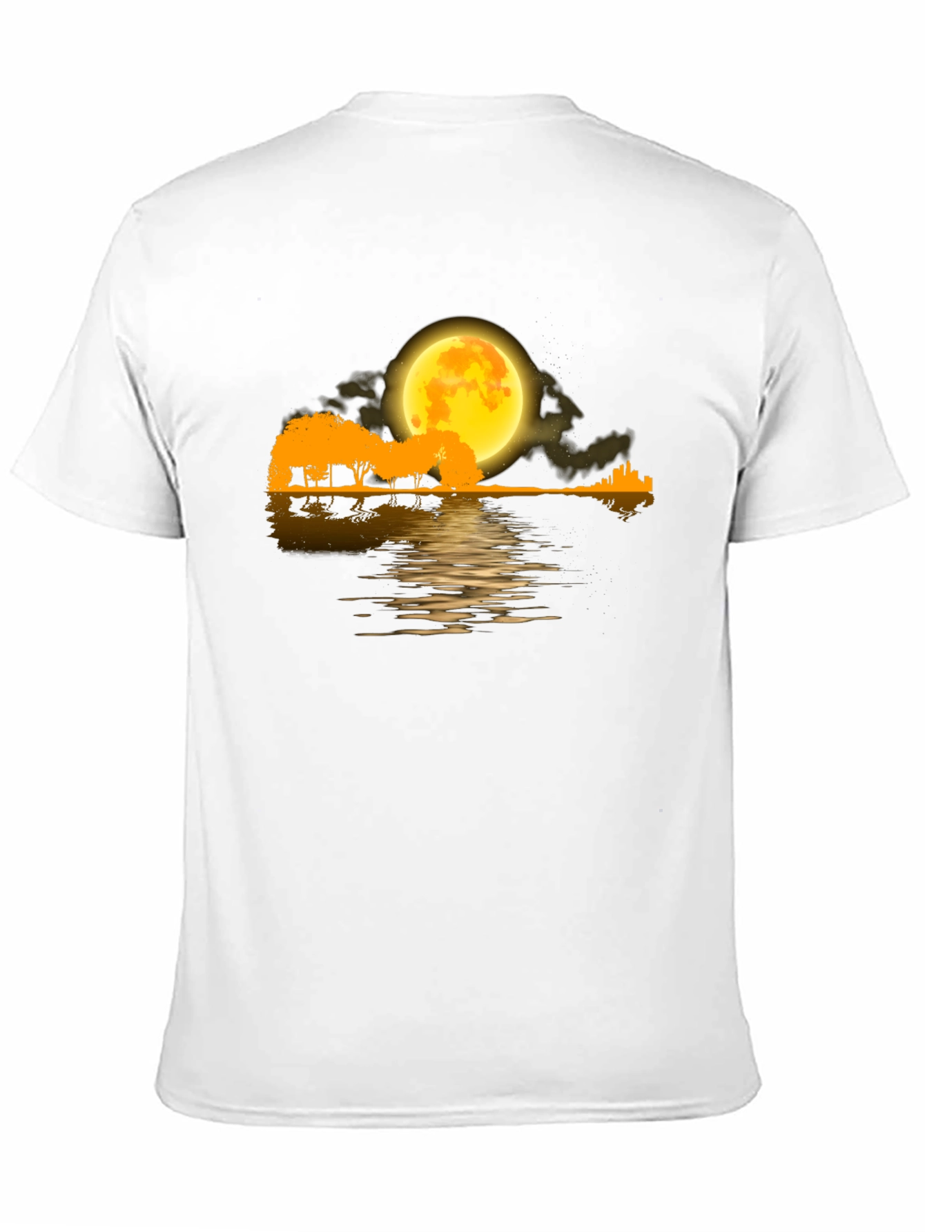 Moonlit Guitar Landscape Black T-Shirt