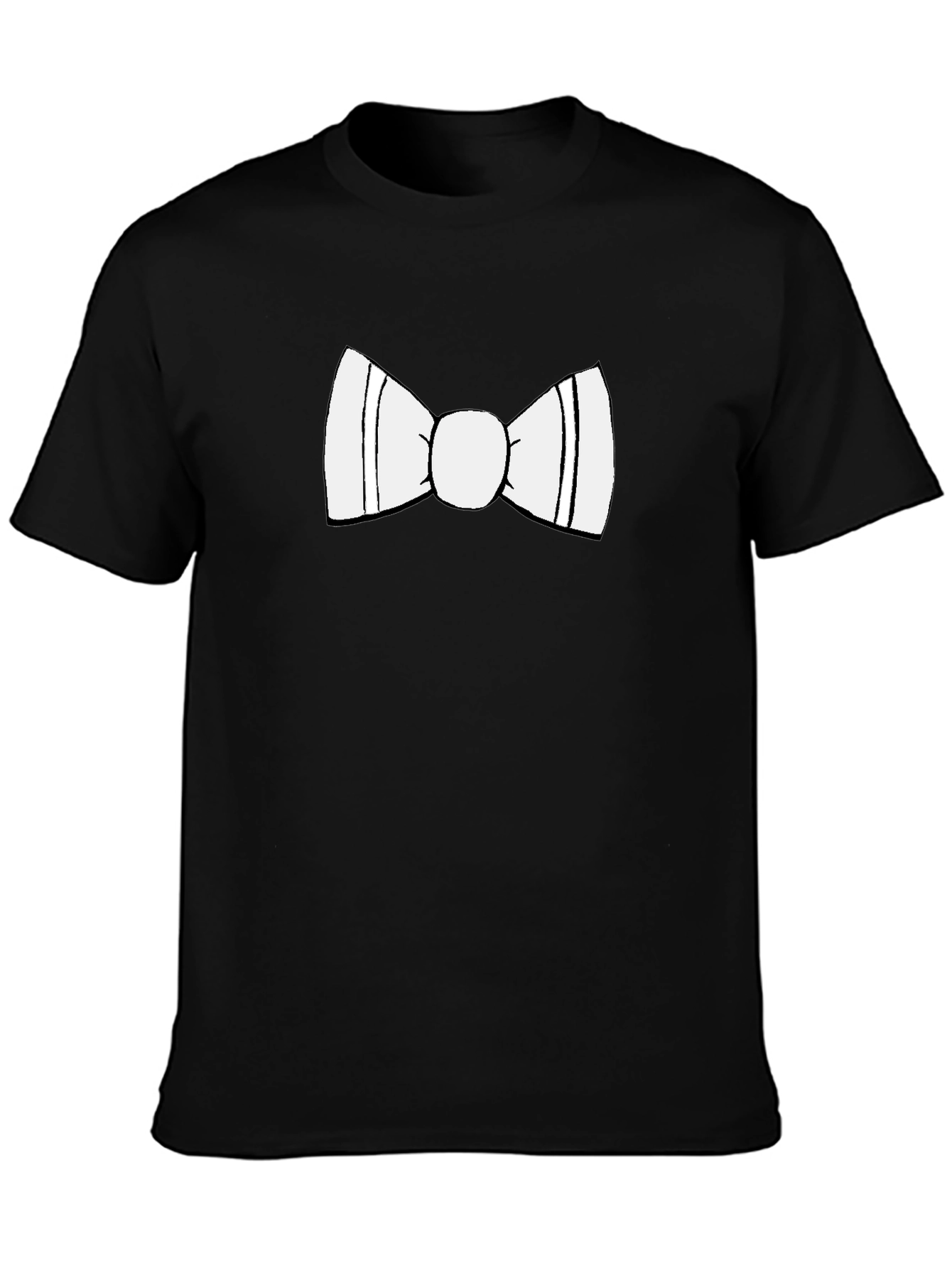 Black T-Shirt with White Bow Tie Design