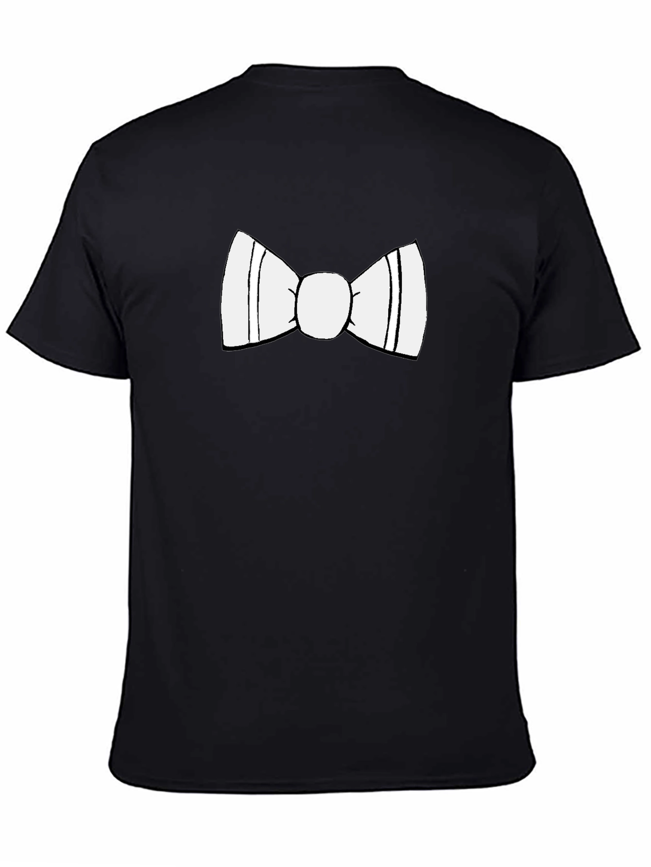 Black T-Shirt with White Bow Tie Design