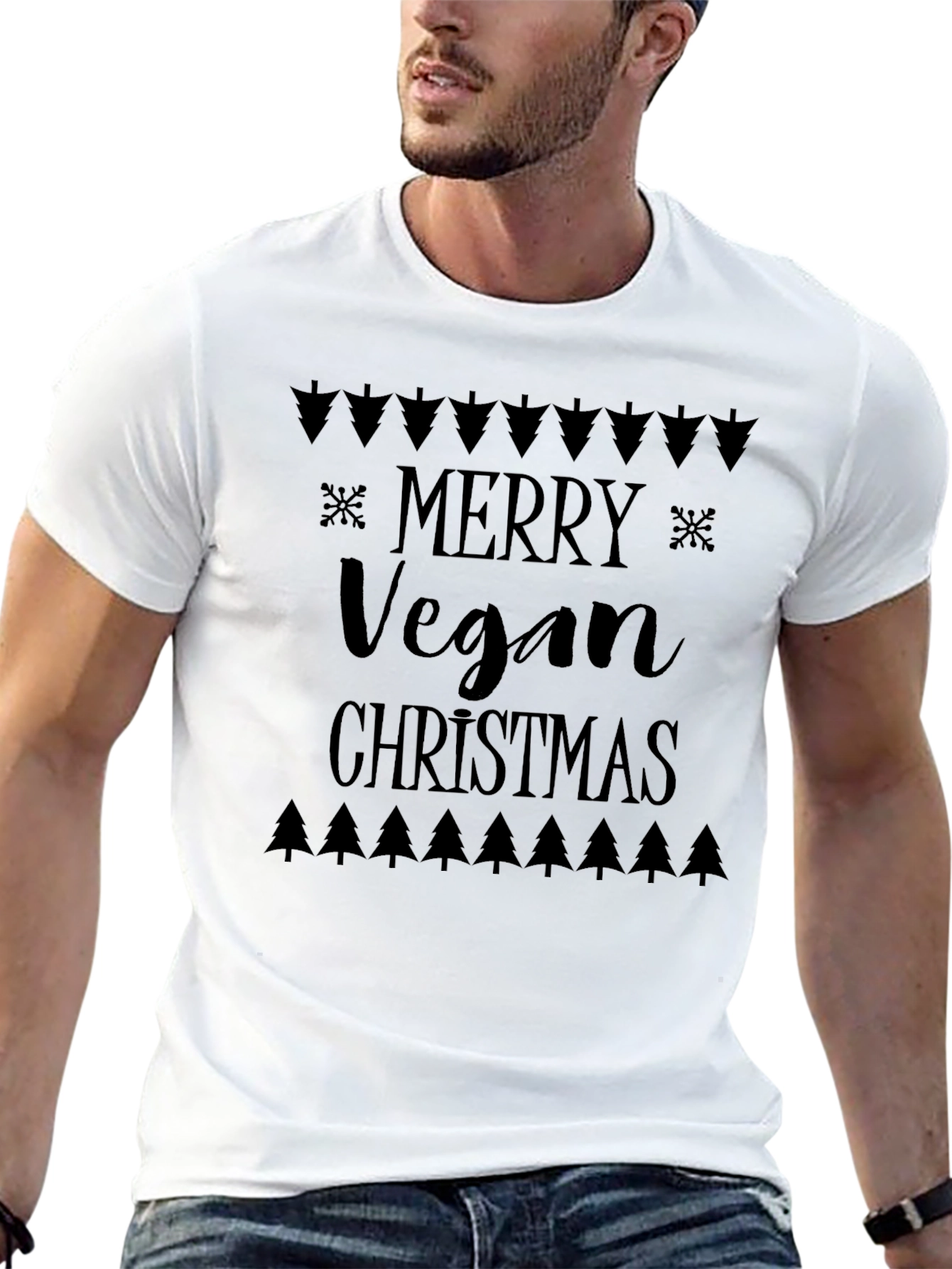 Merry Vegan Christmas Black T-Shirt