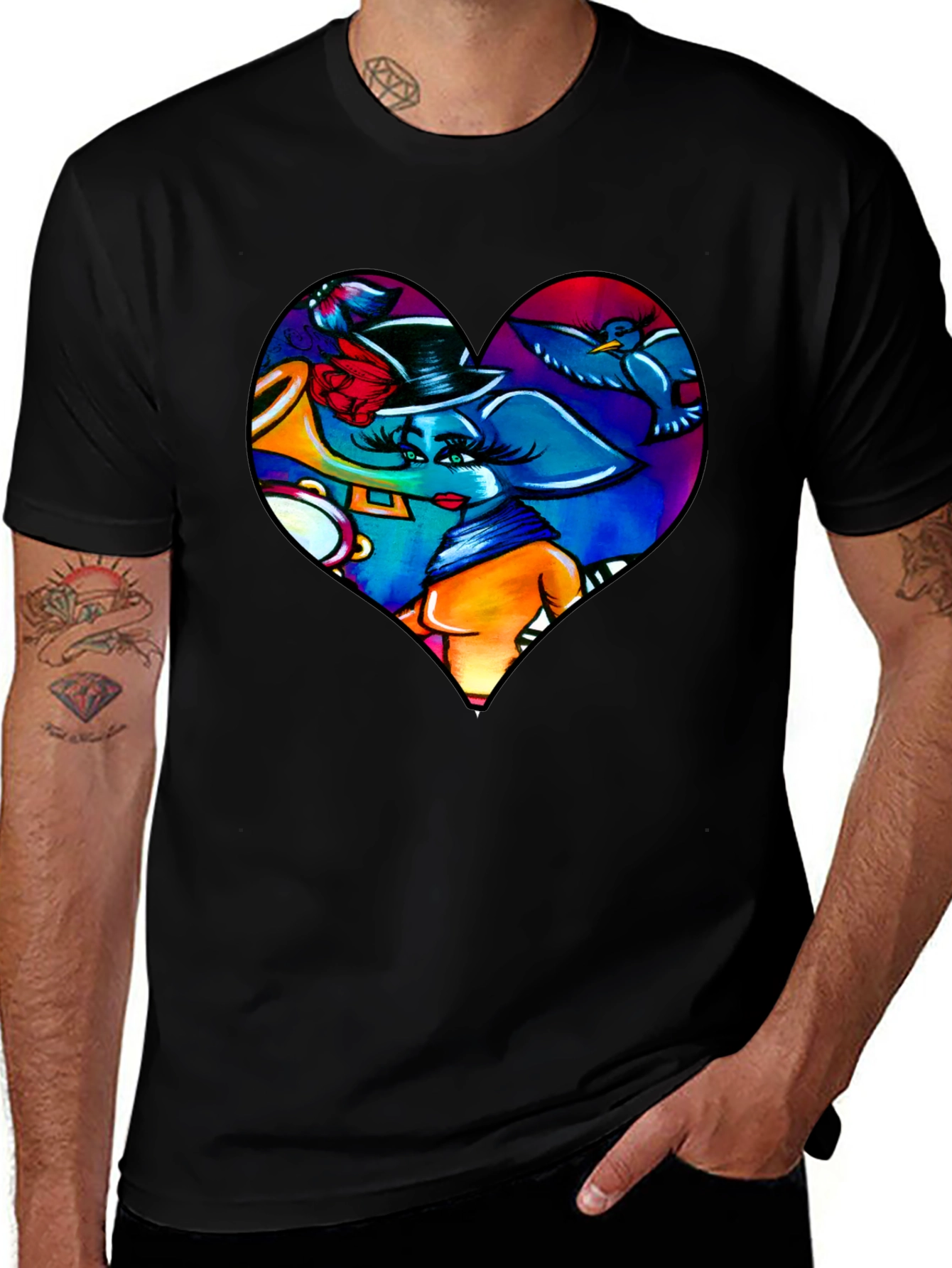 Heart Elephant Music Lover T-Shirt