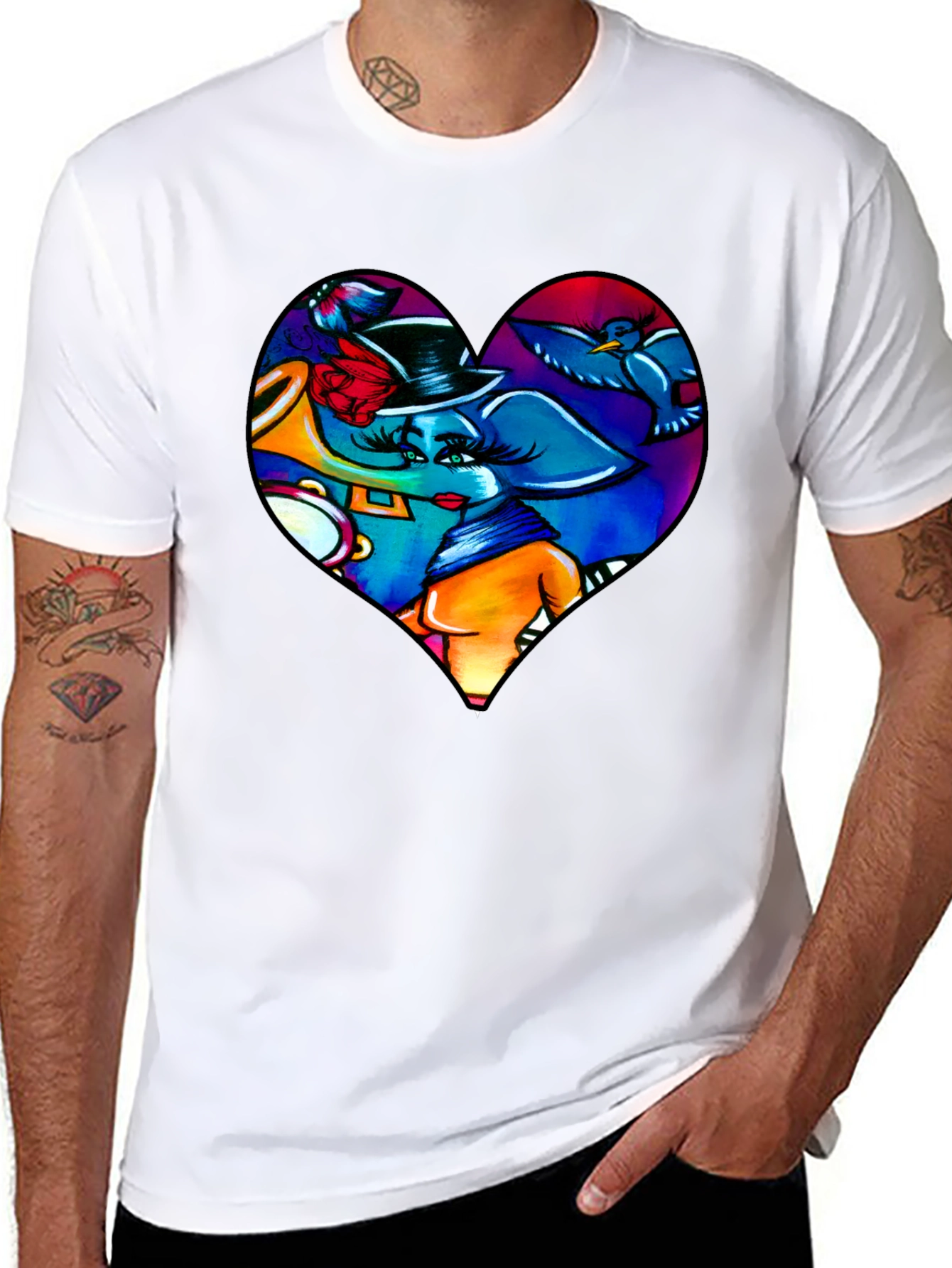 Heart Elephant Music Lover T-Shirt