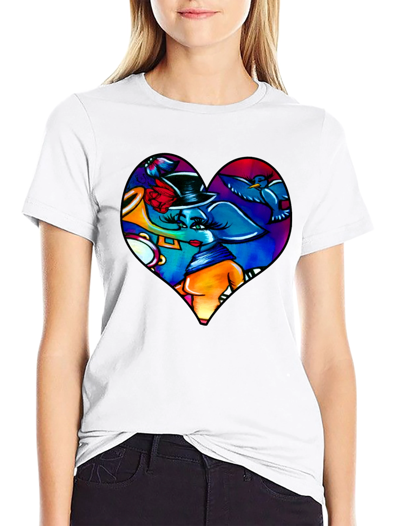 Heart Elephant Music Lover T-Shirt
