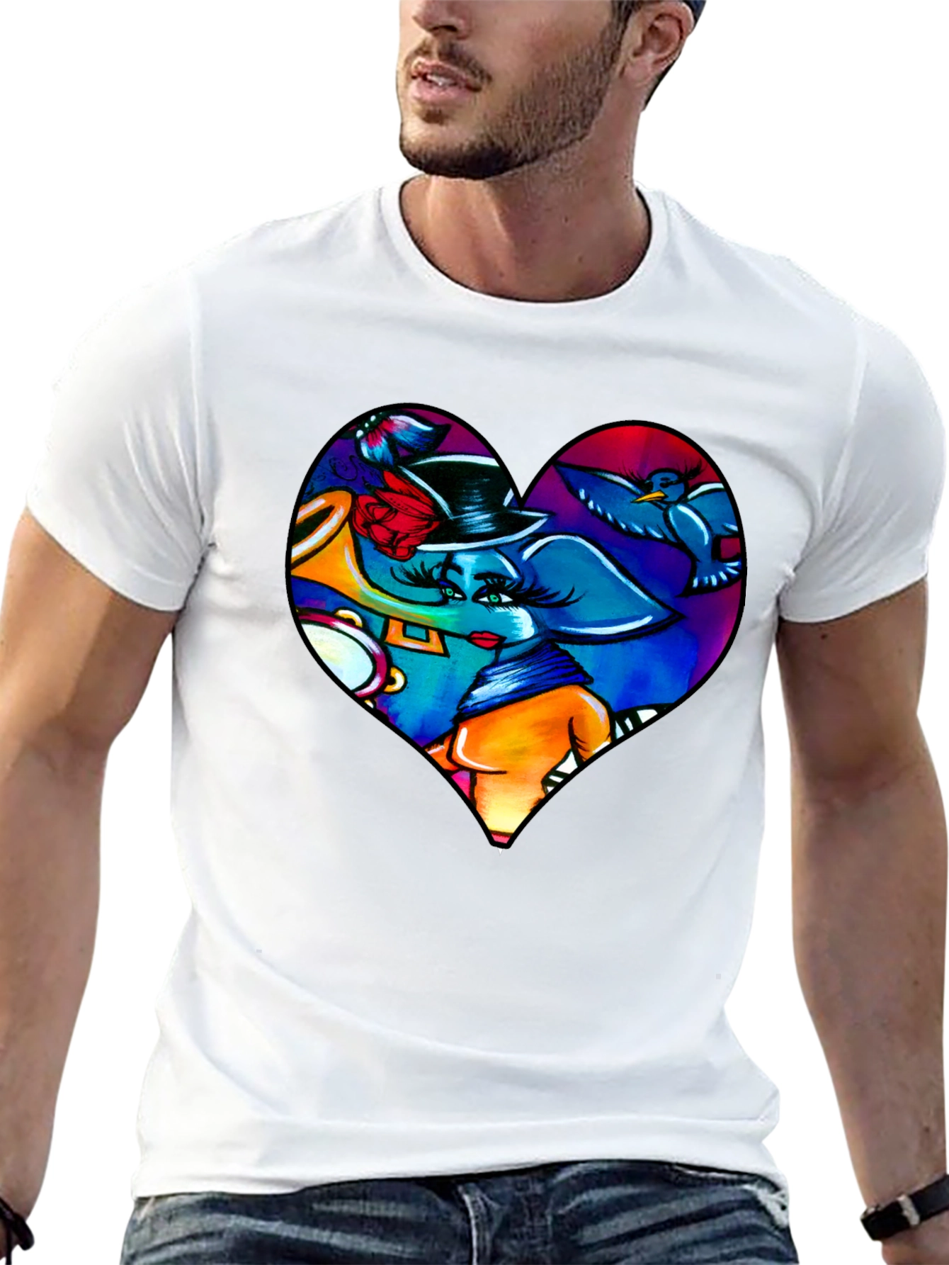 Heart Elephant Music Lover T-Shirt