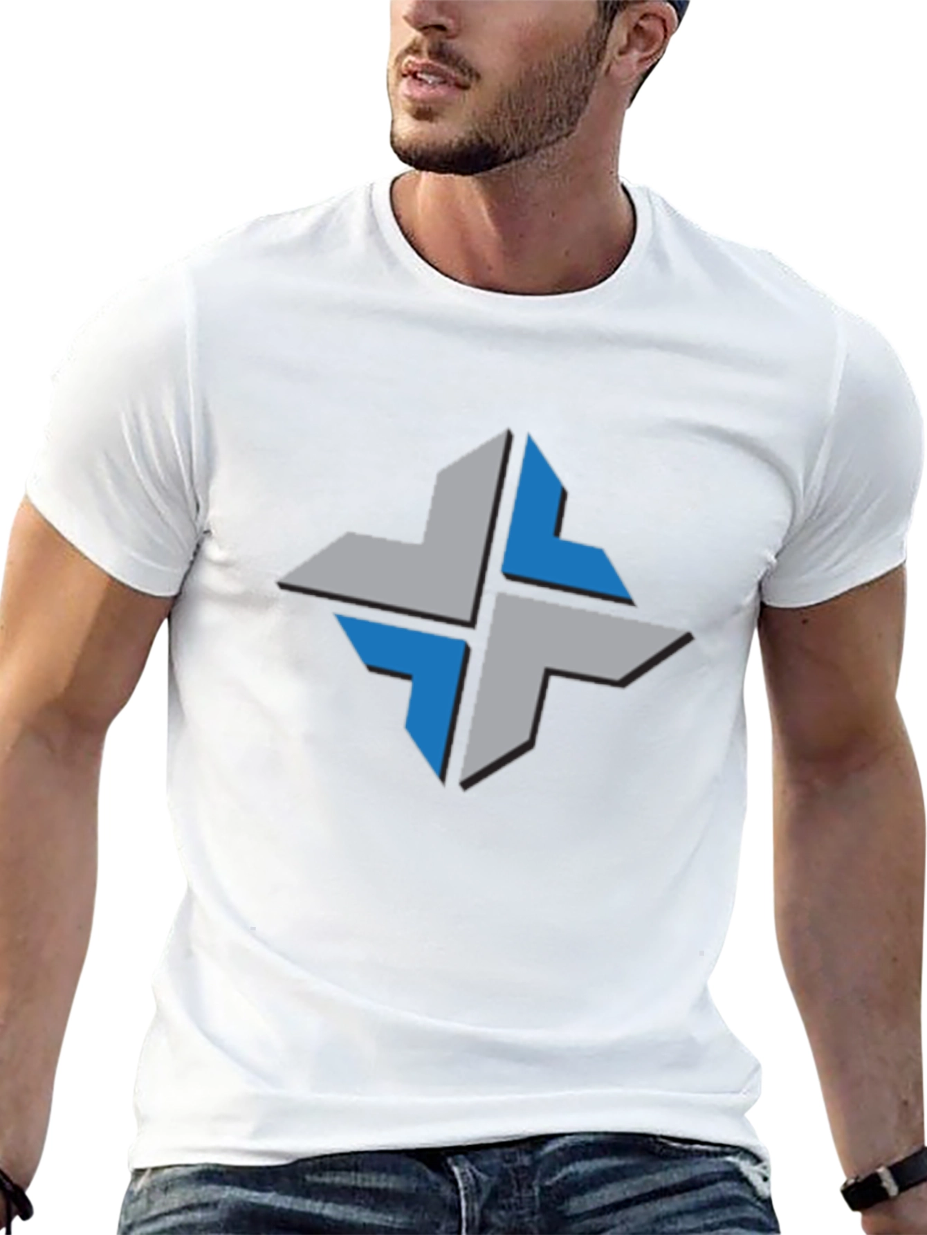 Geometric Cross Tee - Stylish Black T-Shirt