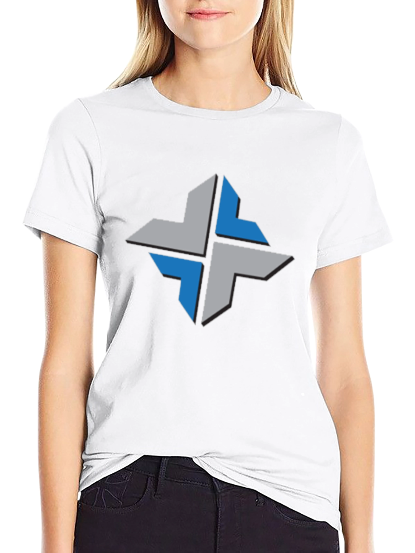 Geometric Cross Tee - Stylish Black T-Shirt