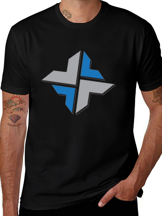Geometric Cross Tee - Stylish Black T-Shirt