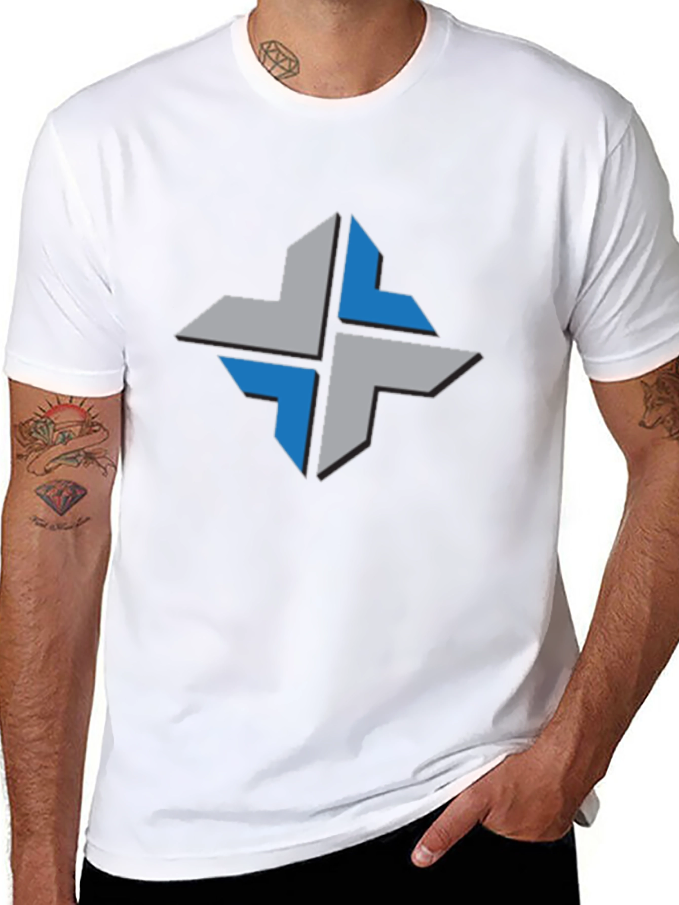 Geometric Cross Tee - Stylish Black T-Shirt