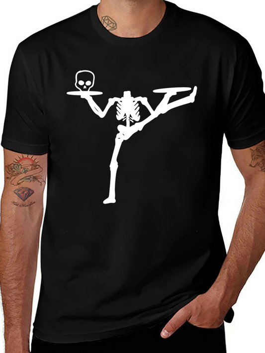Skeleton Bartender Graphic T-Shirt - Black