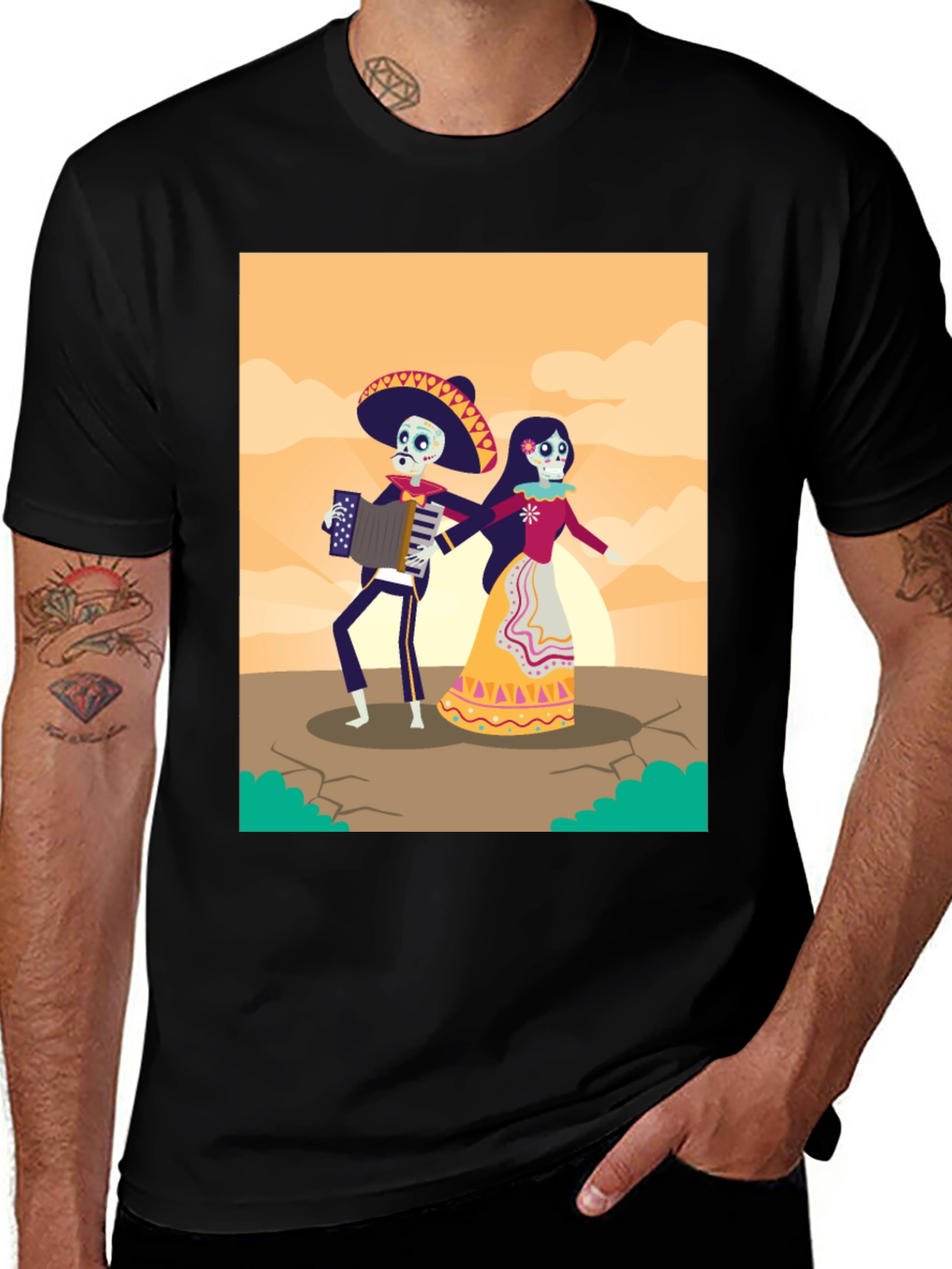 Day of the Dead Skeleton Couple Graphic Tee