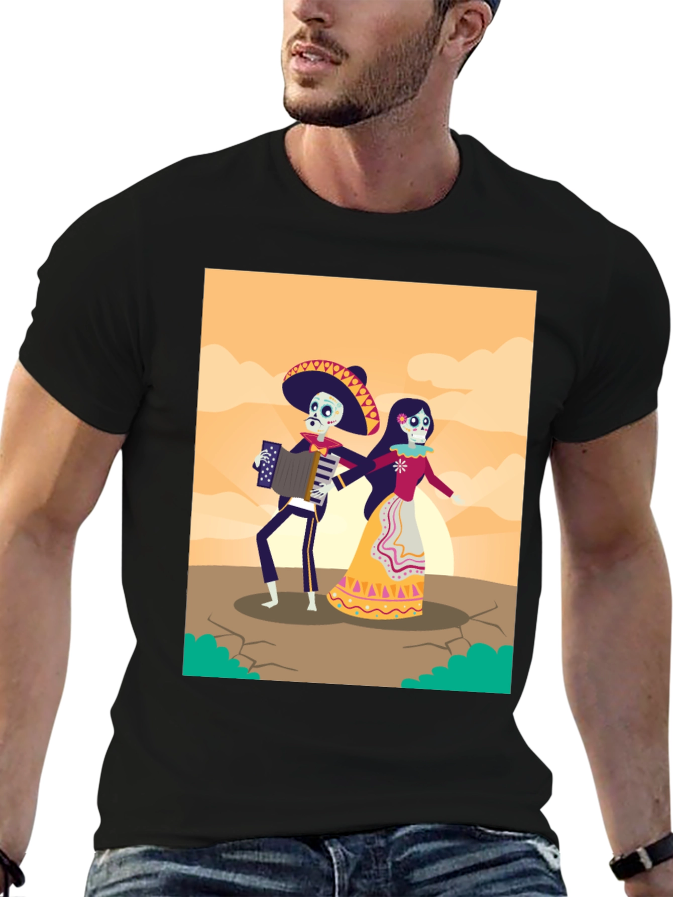 Day of the Dead Skeleton Couple Graphic Tee