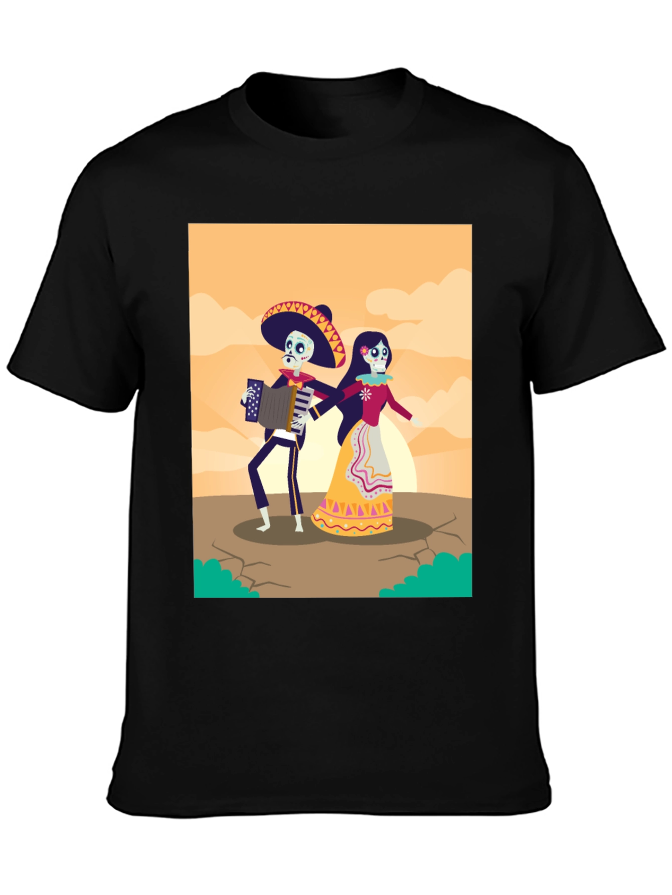 Day of the Dead Skeleton Couple Graphic Tee