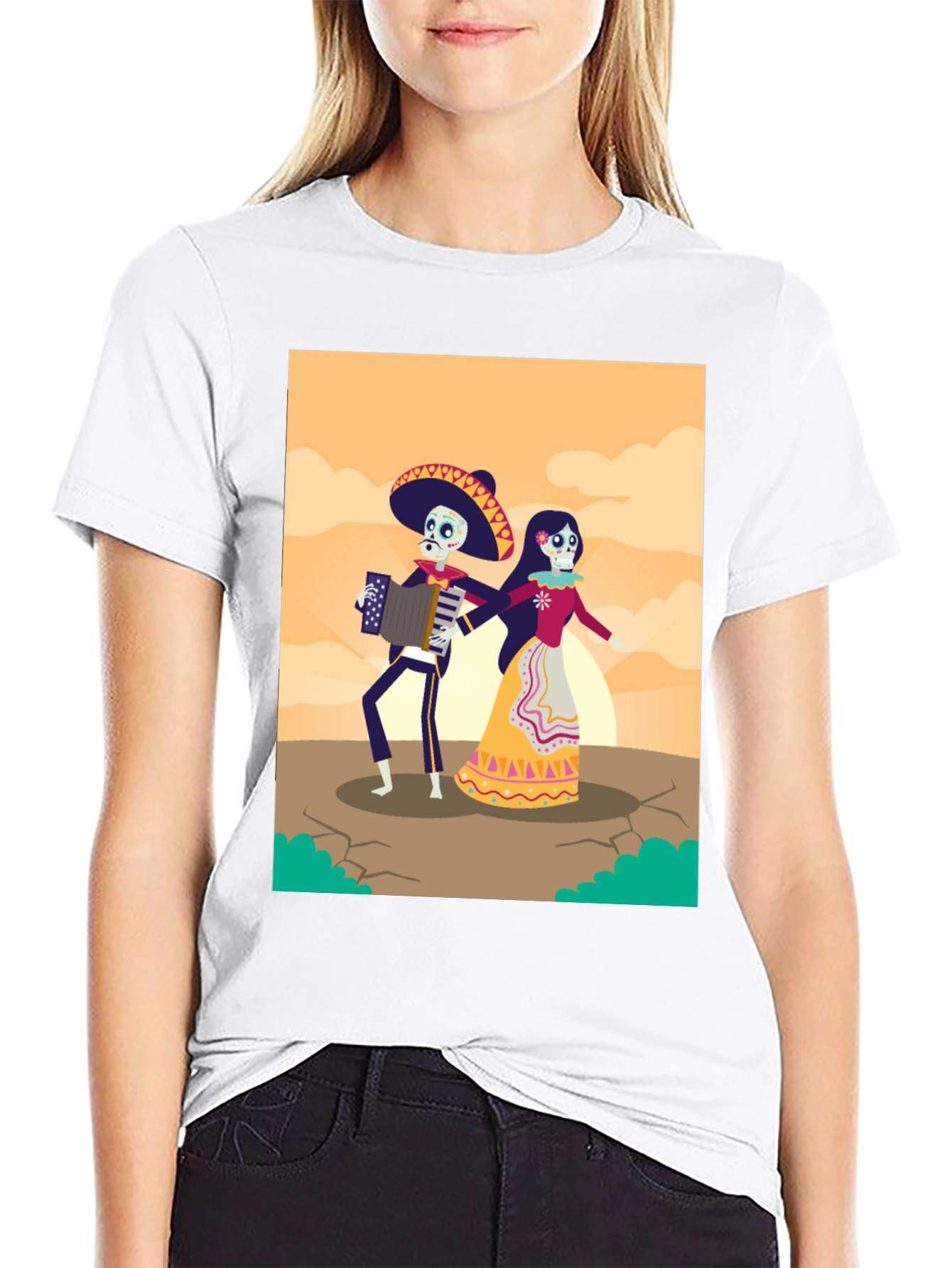 Day of the Dead Skeleton Couple Graphic Tee