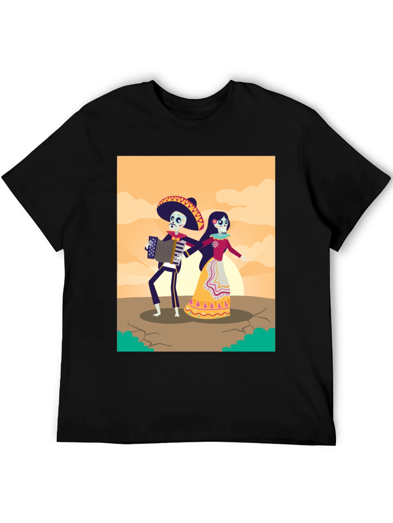 Day of the Dead Skeleton Couple Graphic Tee
