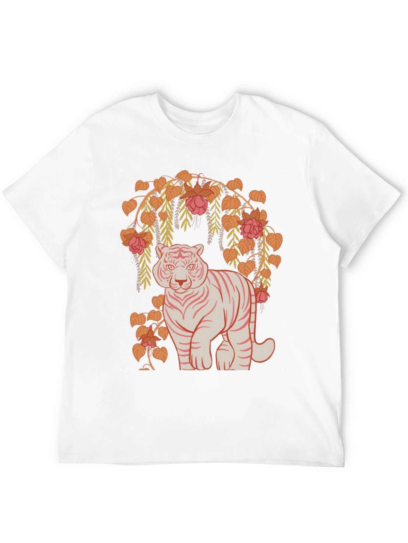 Tiger and Floral Graphic Tee - Black