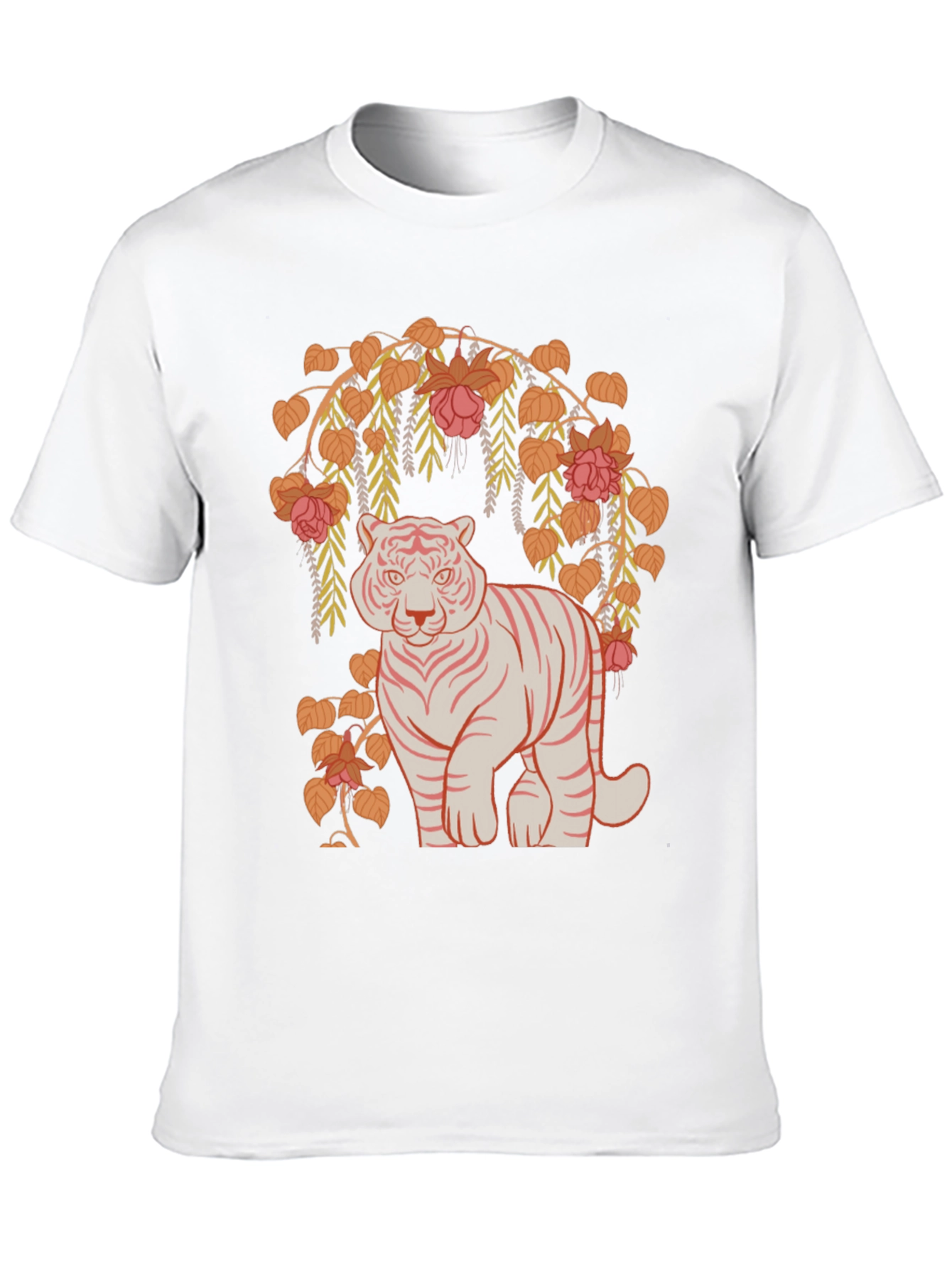 Tiger and Floral Graphic Tee - Black