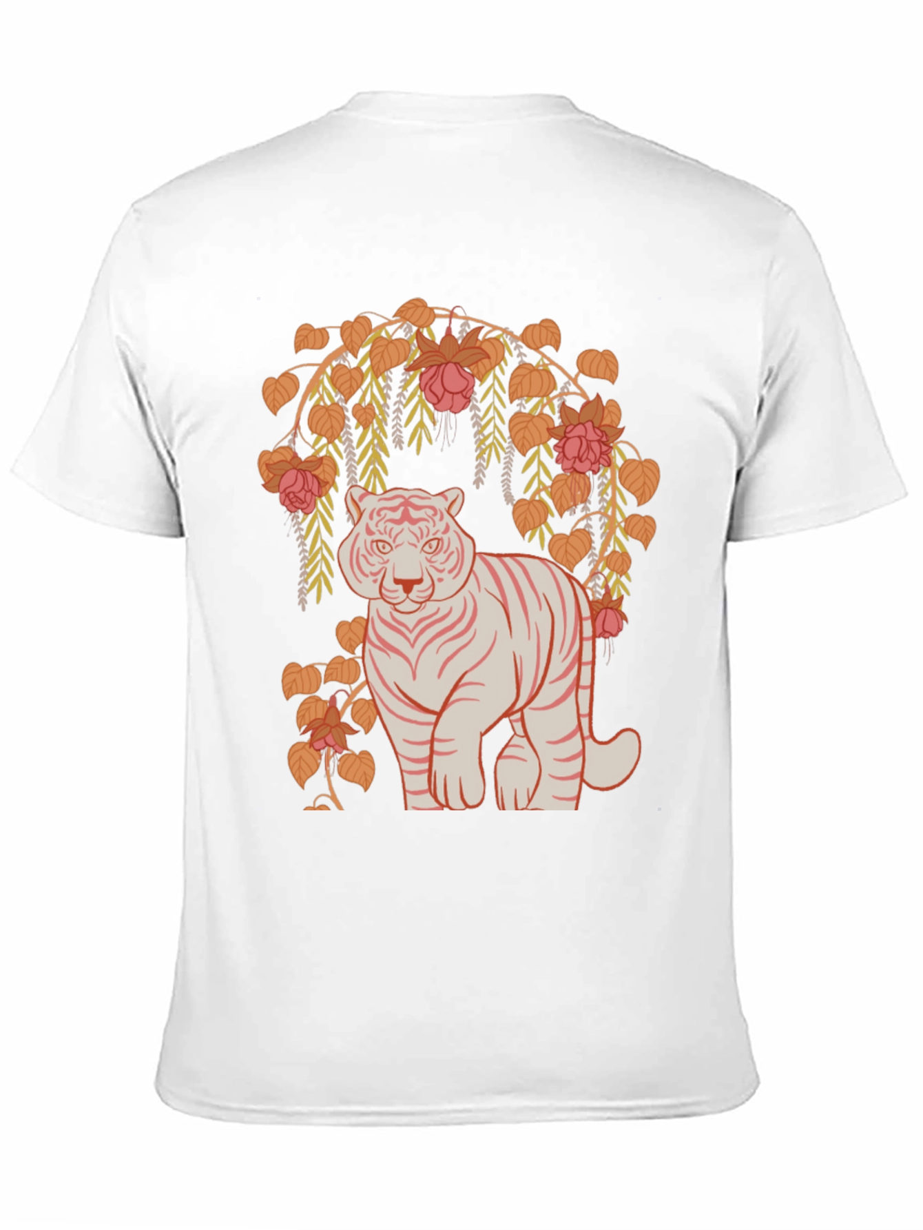 Tiger and Floral Graphic Tee - Black