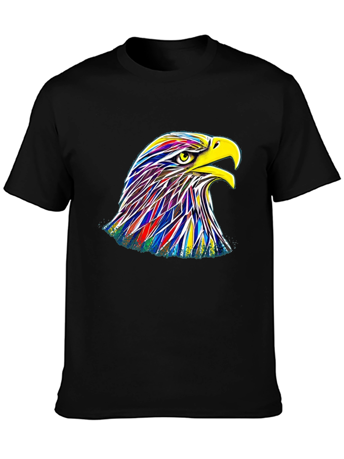 Rainbow Eagle Graphic Black T-Shirt