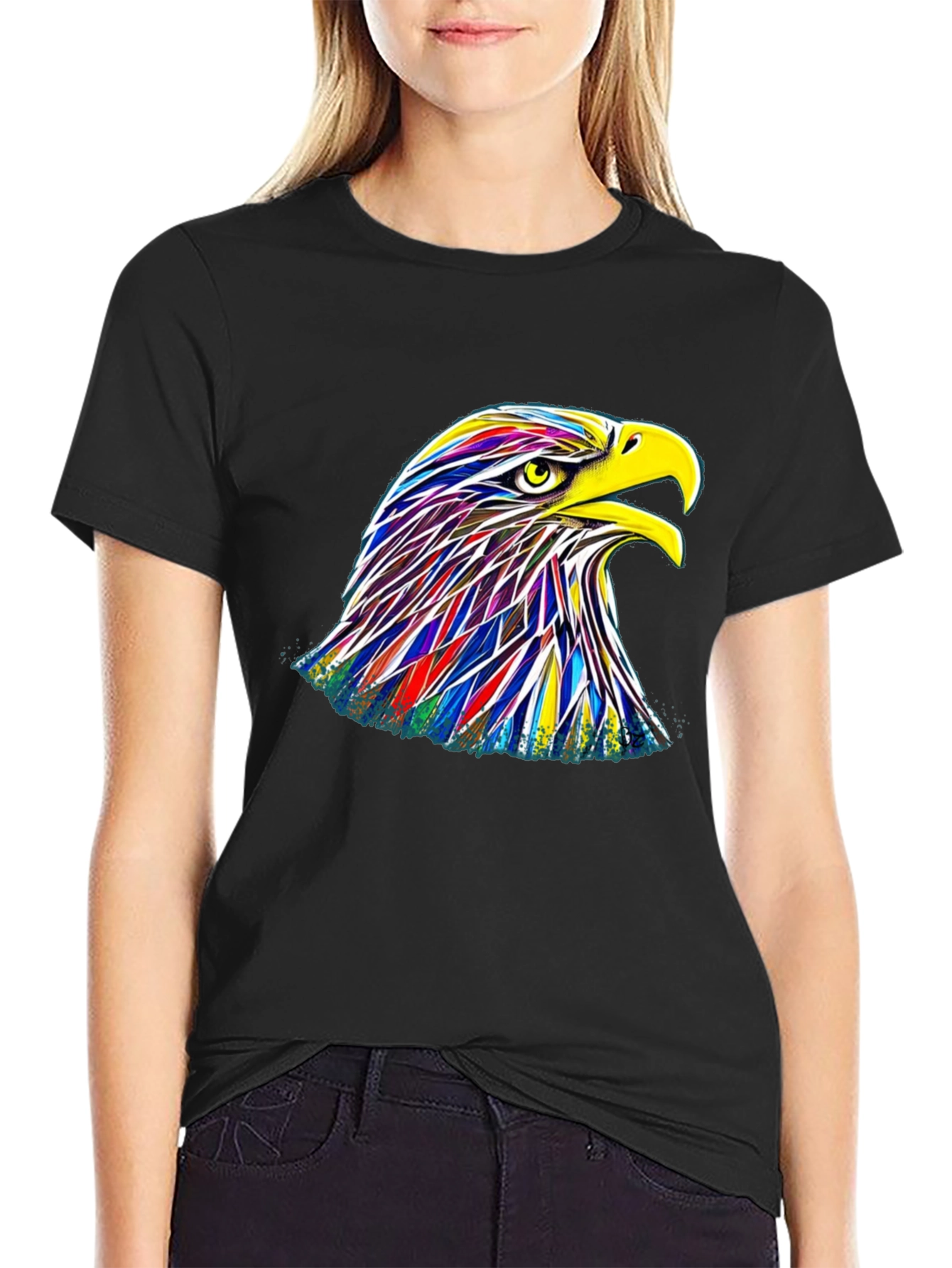 Rainbow Eagle Graphic Black T-Shirt