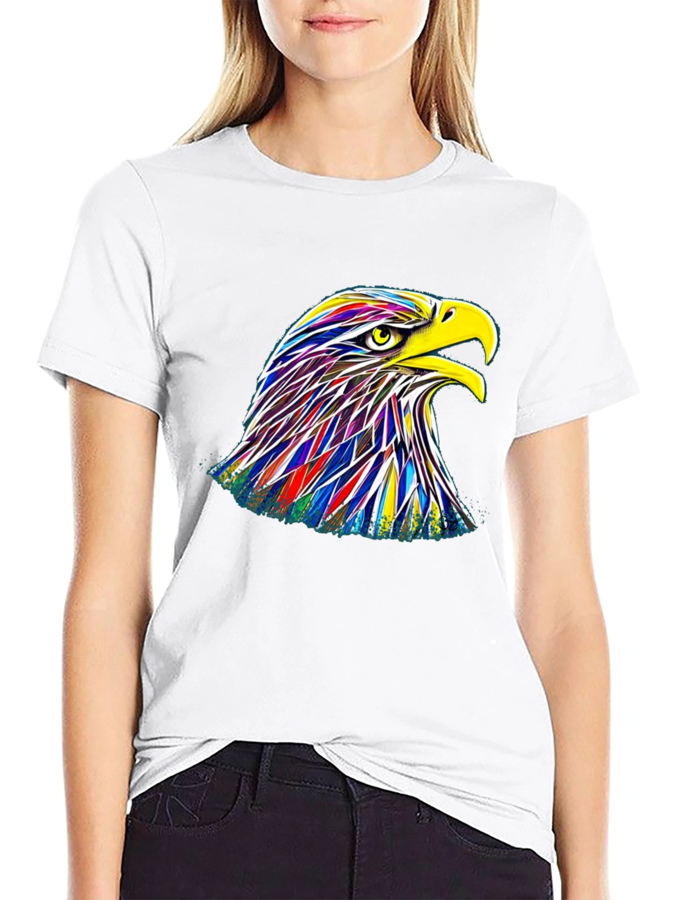 Rainbow Eagle Graphic Black T-Shirt