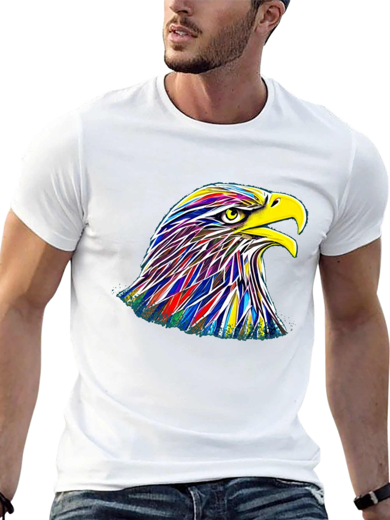 Rainbow Eagle Graphic Black T-Shirt