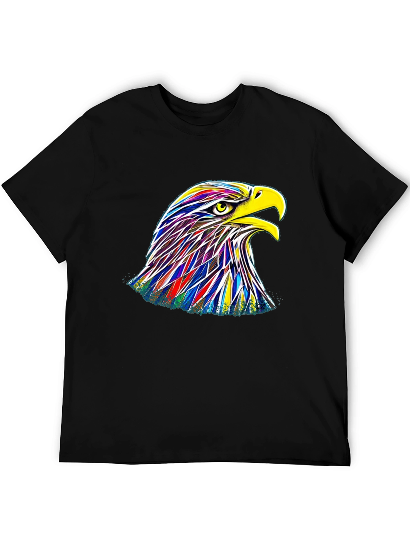 Rainbow Eagle Graphic Black T-Shirt